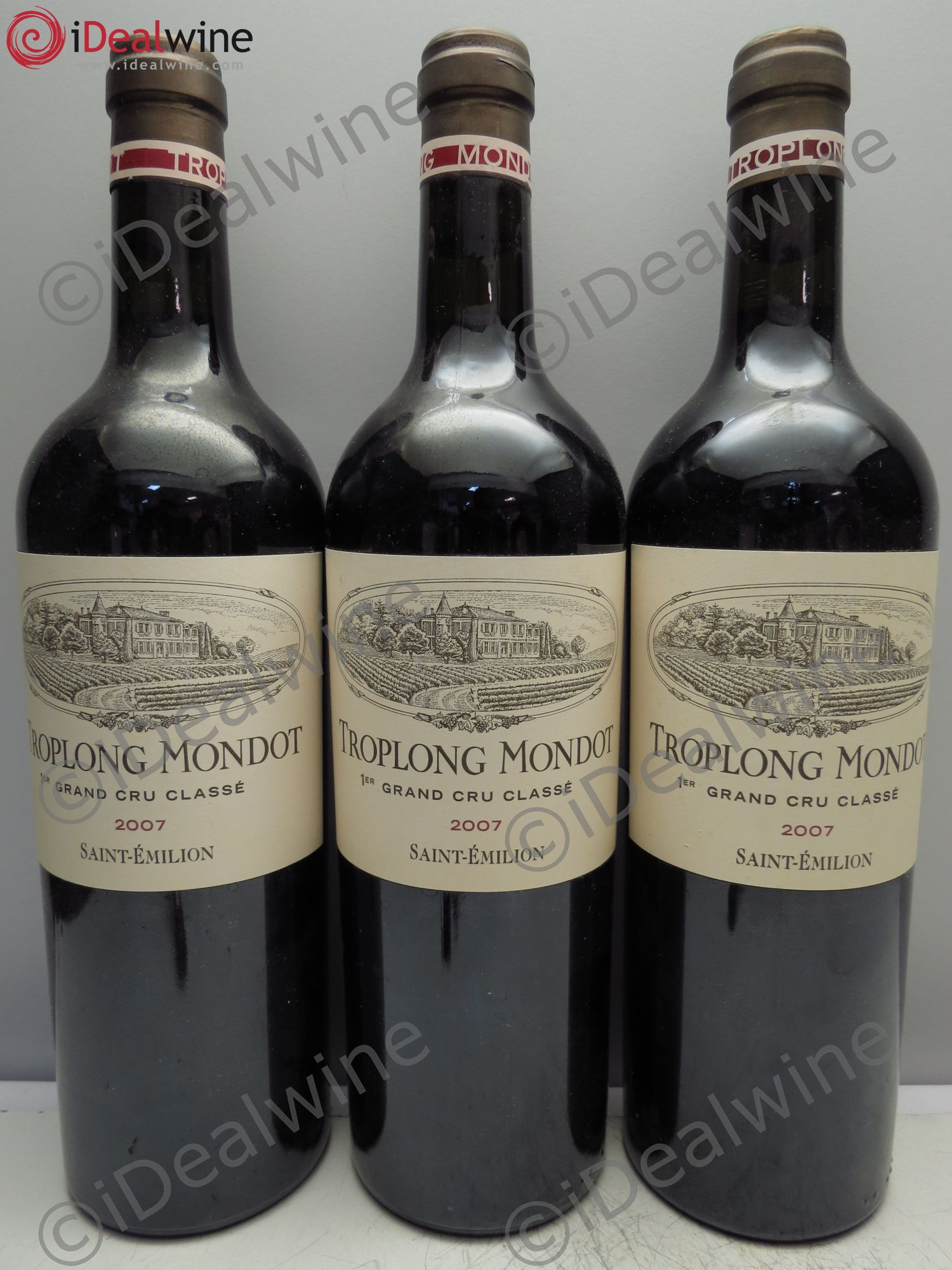 Château Troplong Mondot 1er Grand Cru Classé B 2007 - Lot de 3 bouteilles - 0