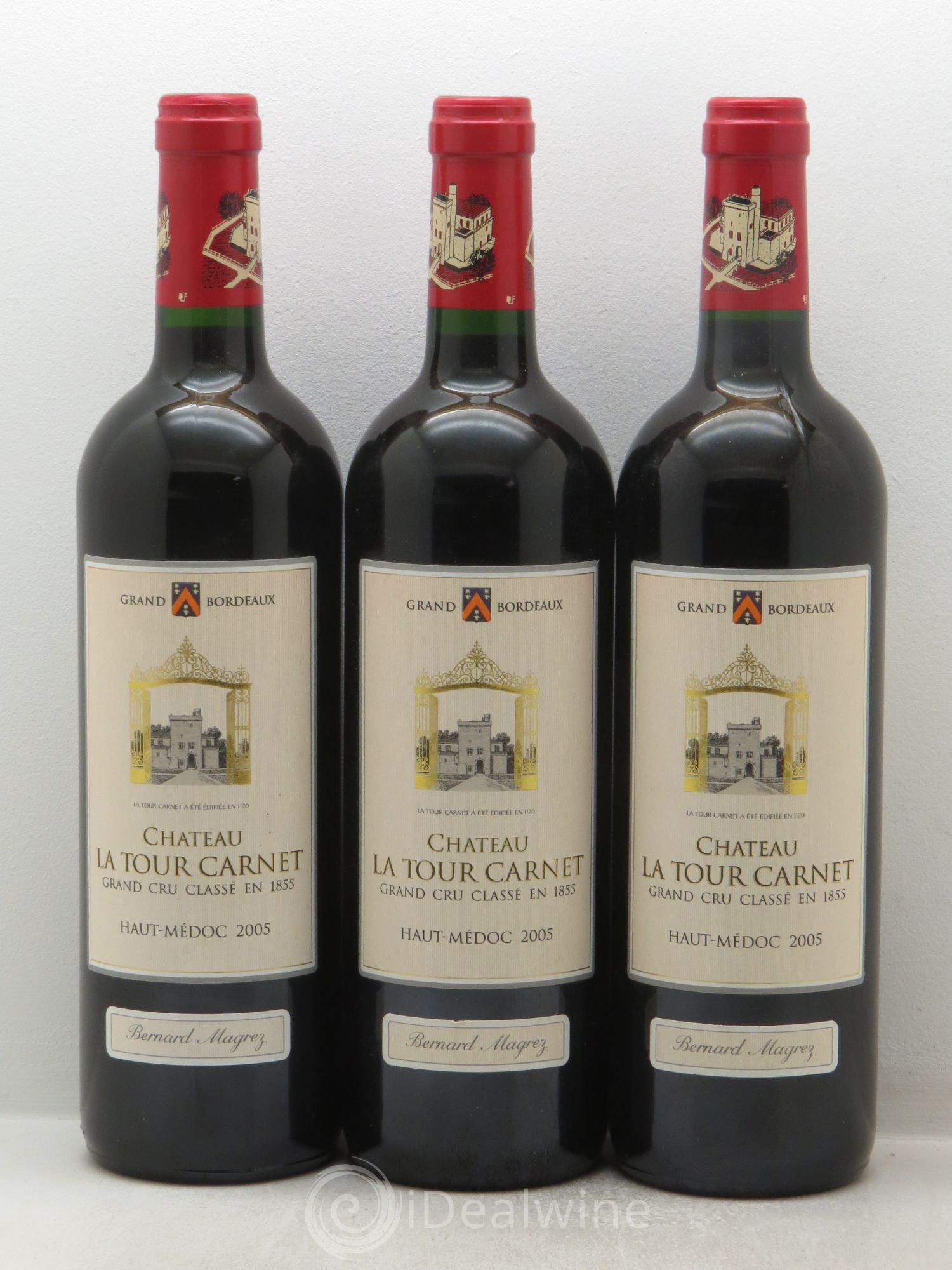 Château la Tour Carnet 4ème Grand Cru Classé 2005 - Lot de 3 bouteilles - 0