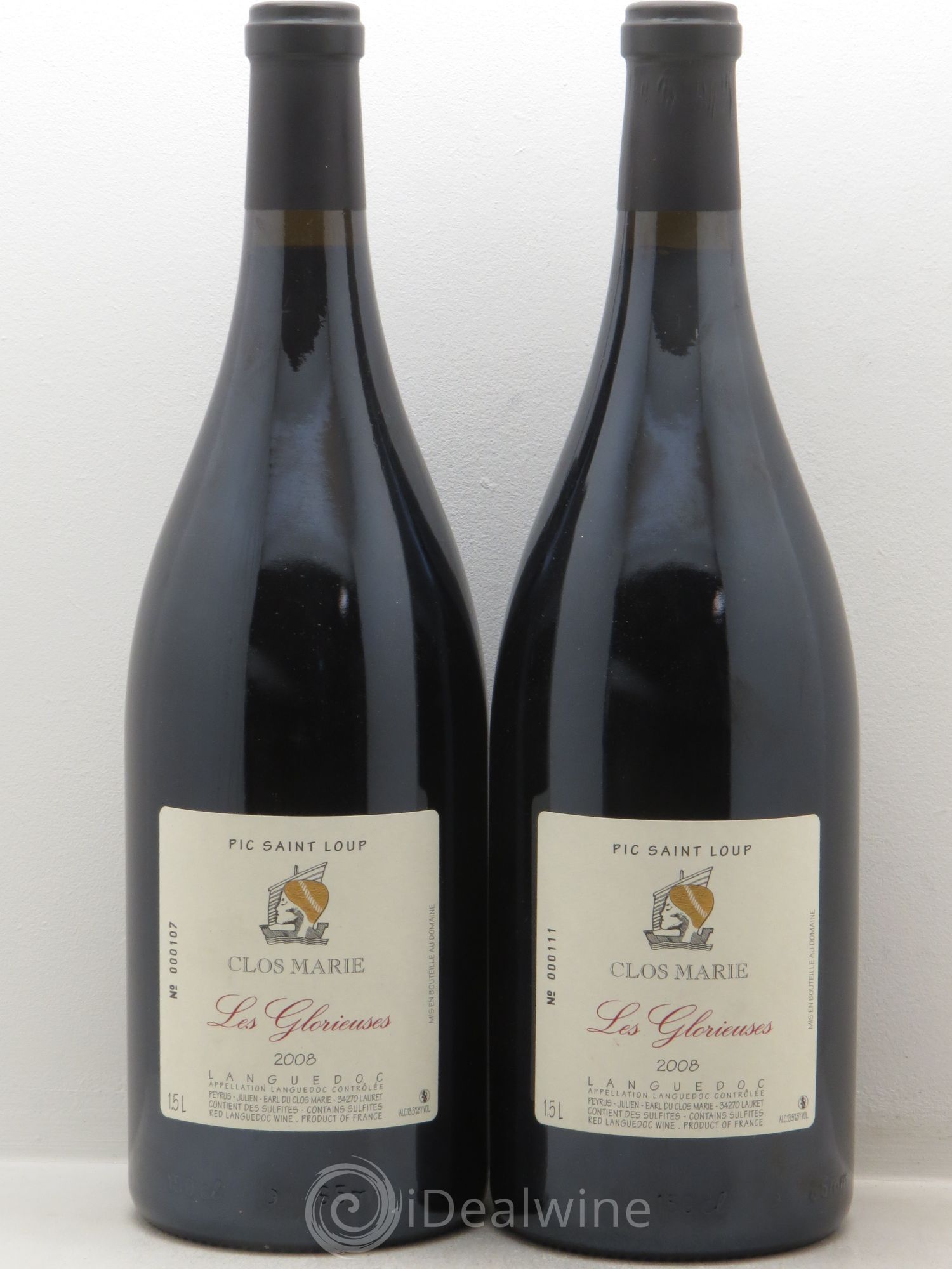 Pic Saint-Loup Clos Marie Les Glorieuses Christophe Peyrus et Françoise Julien (sans prix de réserve) 2008 - Lot de 2 magnums - 0
