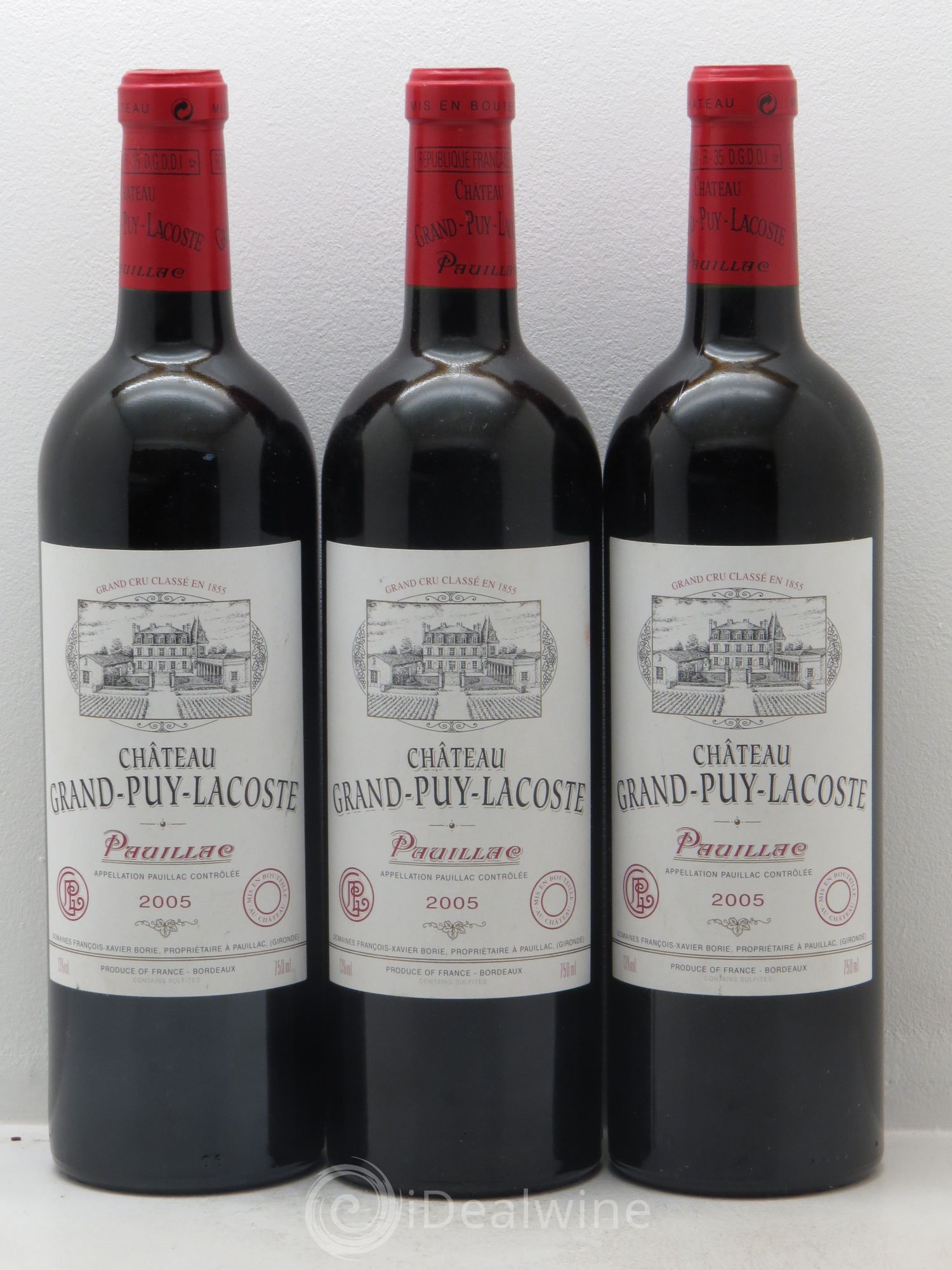Château Grand Puy Lacoste 5ème Grand Cru Classé 2005 - Lot de 3 bouteilles - 0