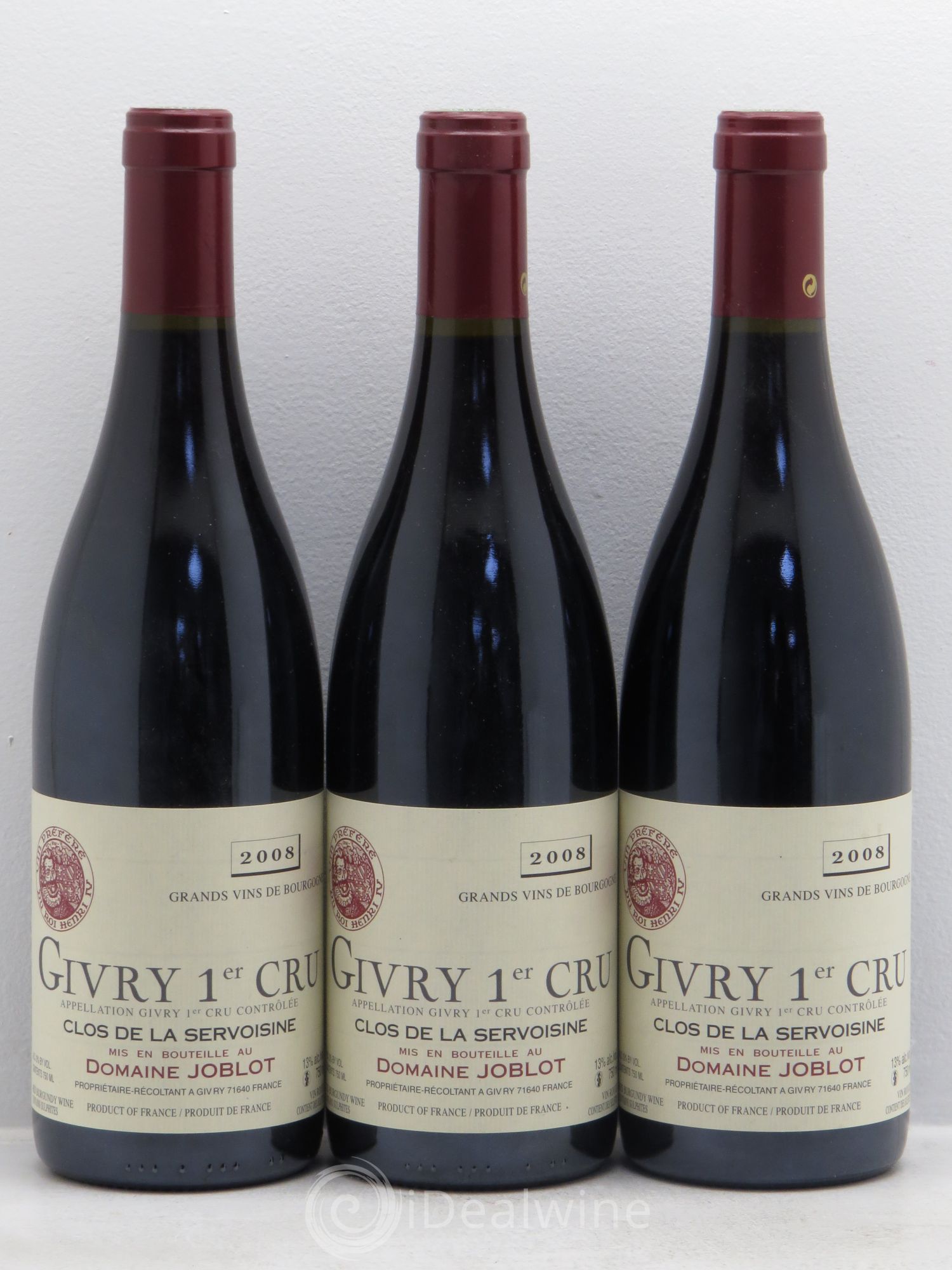 Givry 1er Cru Servoisine Joblot (Domaine) 2008 - Lot de 3 bouteilles - 0