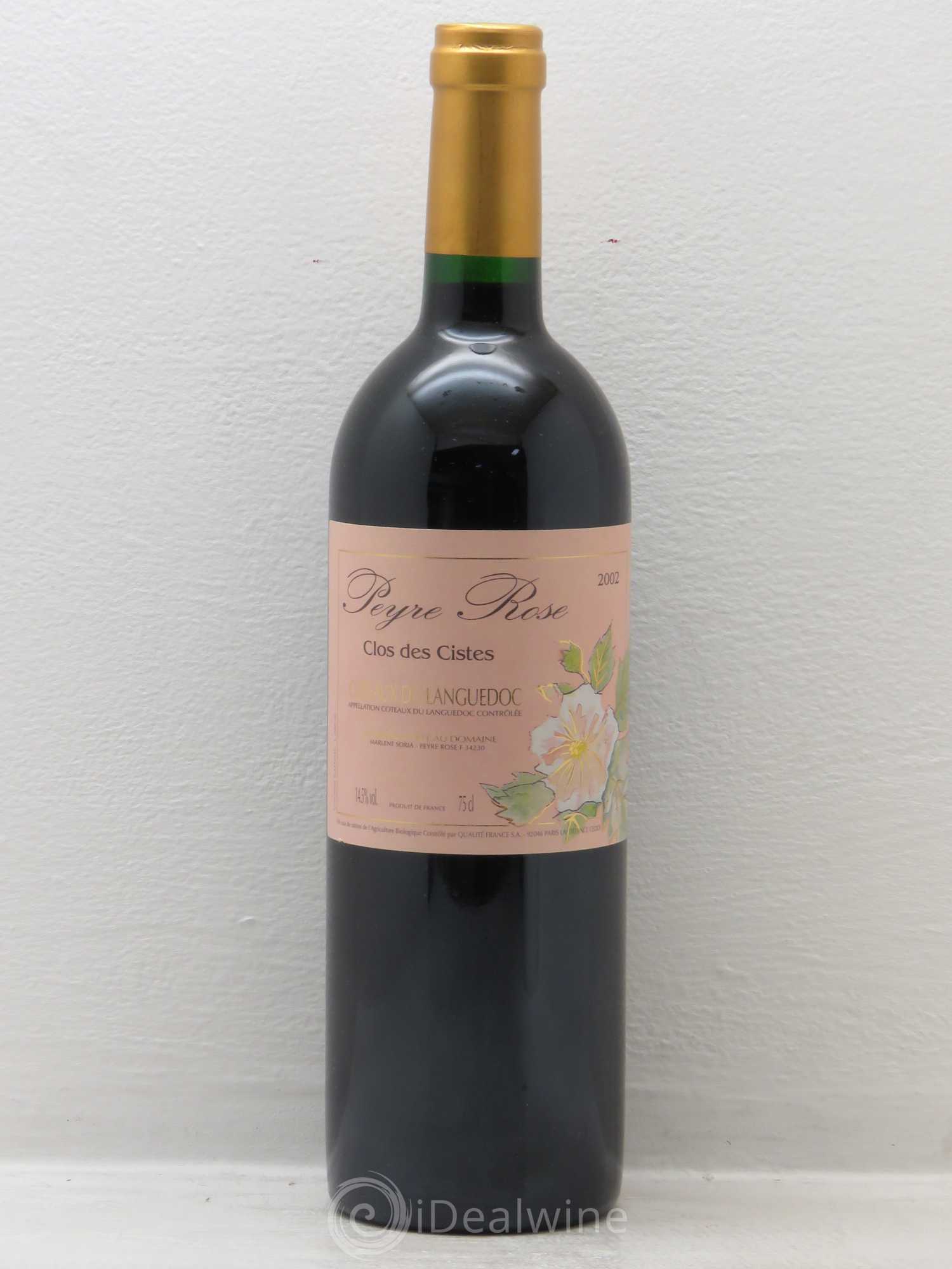 Vin de France (anciennement Coteaux du Languedoc) Domaine Peyre Rose Les Cistes Marlène Soria 2002 - Lot de 1 bouteille - 0