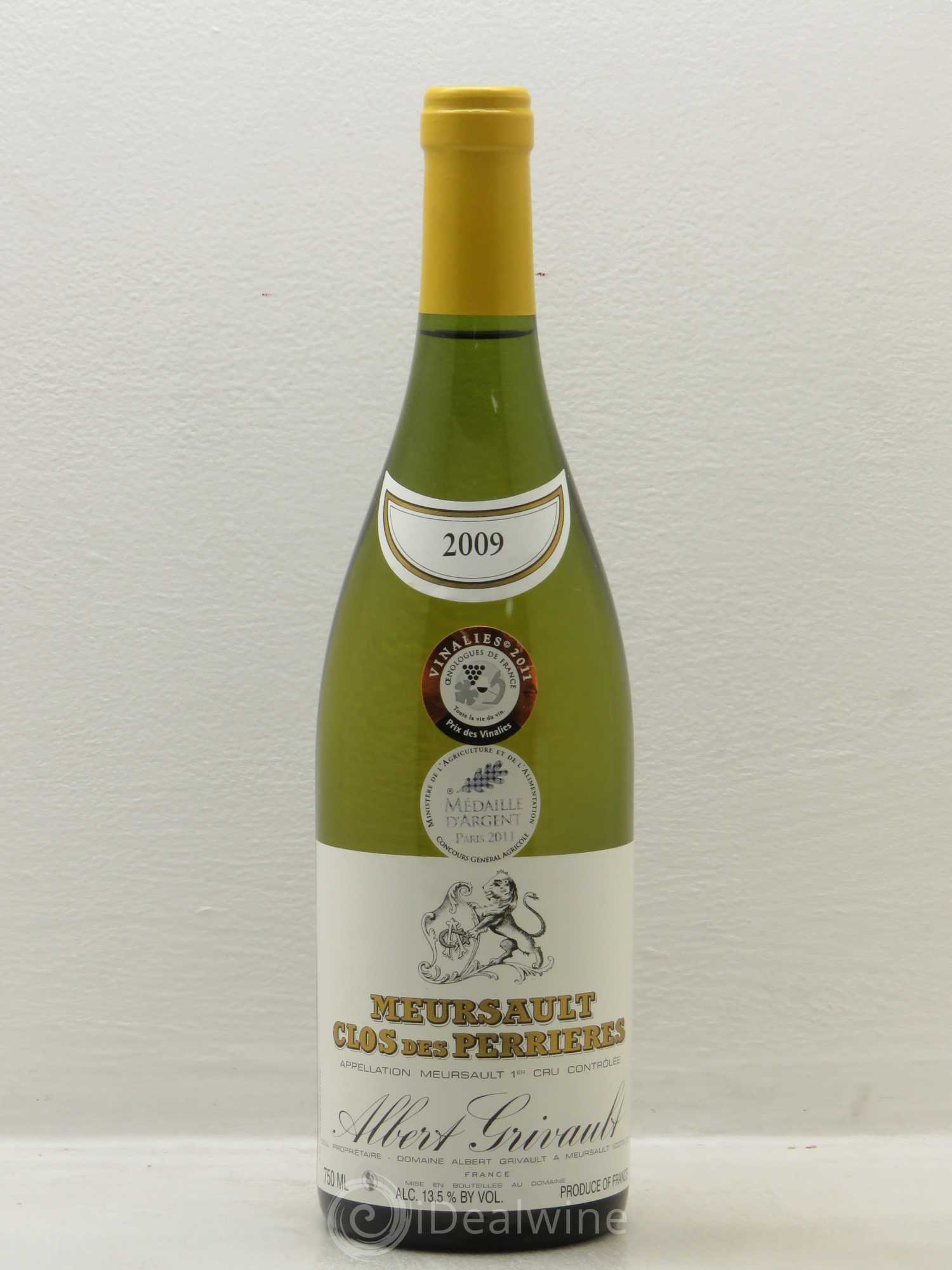 Meursault 1er Cru Clos des Perrières Monopole Albert Grivault 2009 - Lot de 1 bouteille - 0