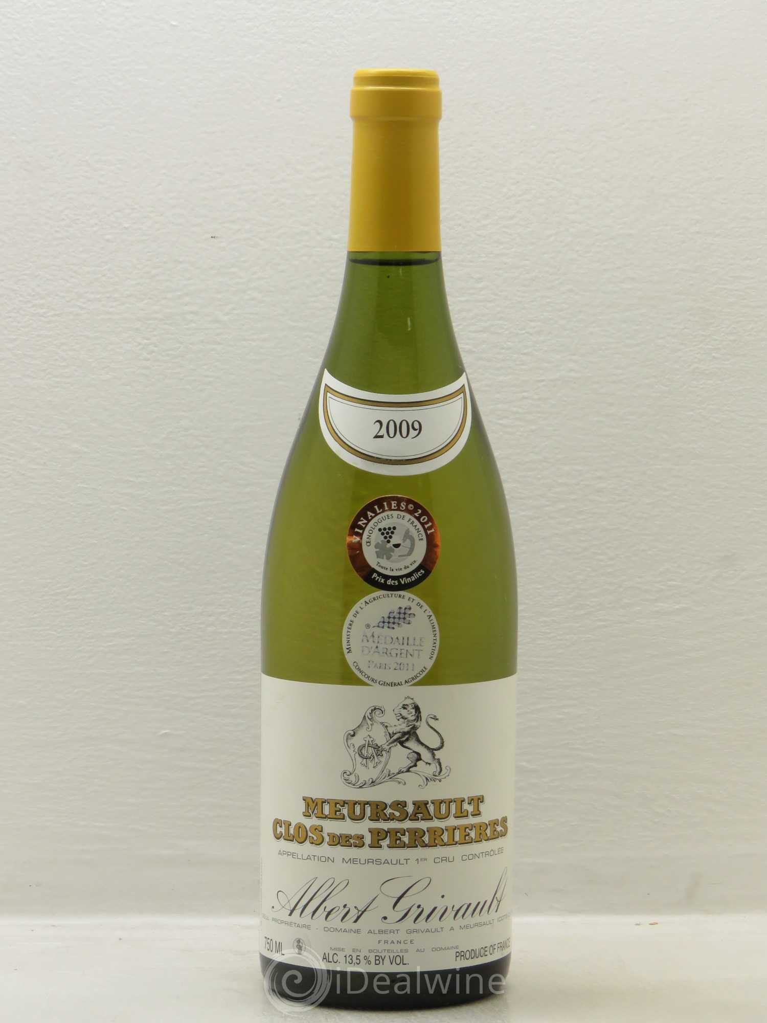 Meursault 1er Cru Clos des Perrières Monopole Albert Grivault 2009 - Lot de 1 bouteille - 0