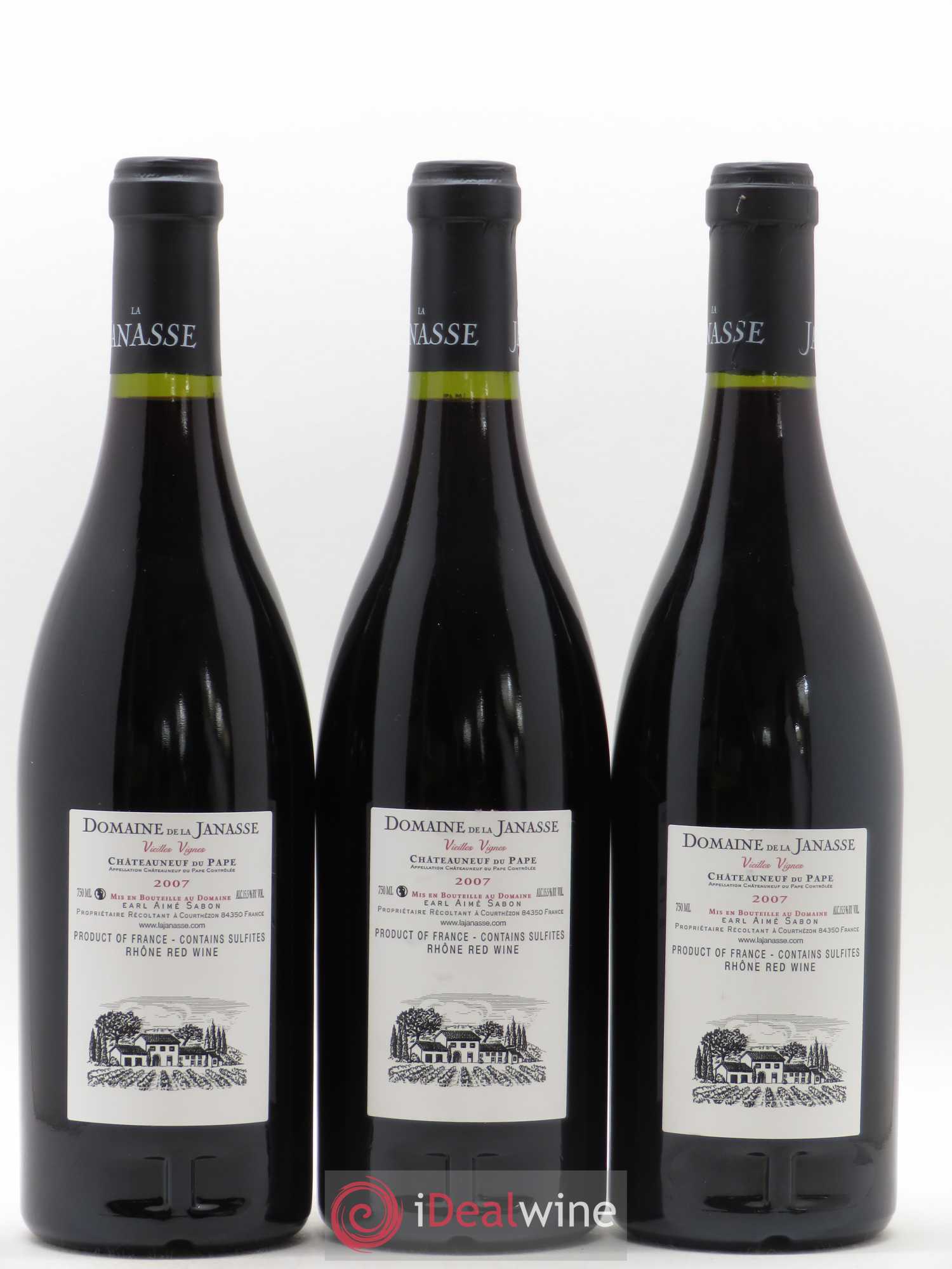 Châteauneuf-du-Pape Cuvée Vieilles Vignes La Janasse (Domaine de) 2007 - Lot de 3 bouteilles - 1