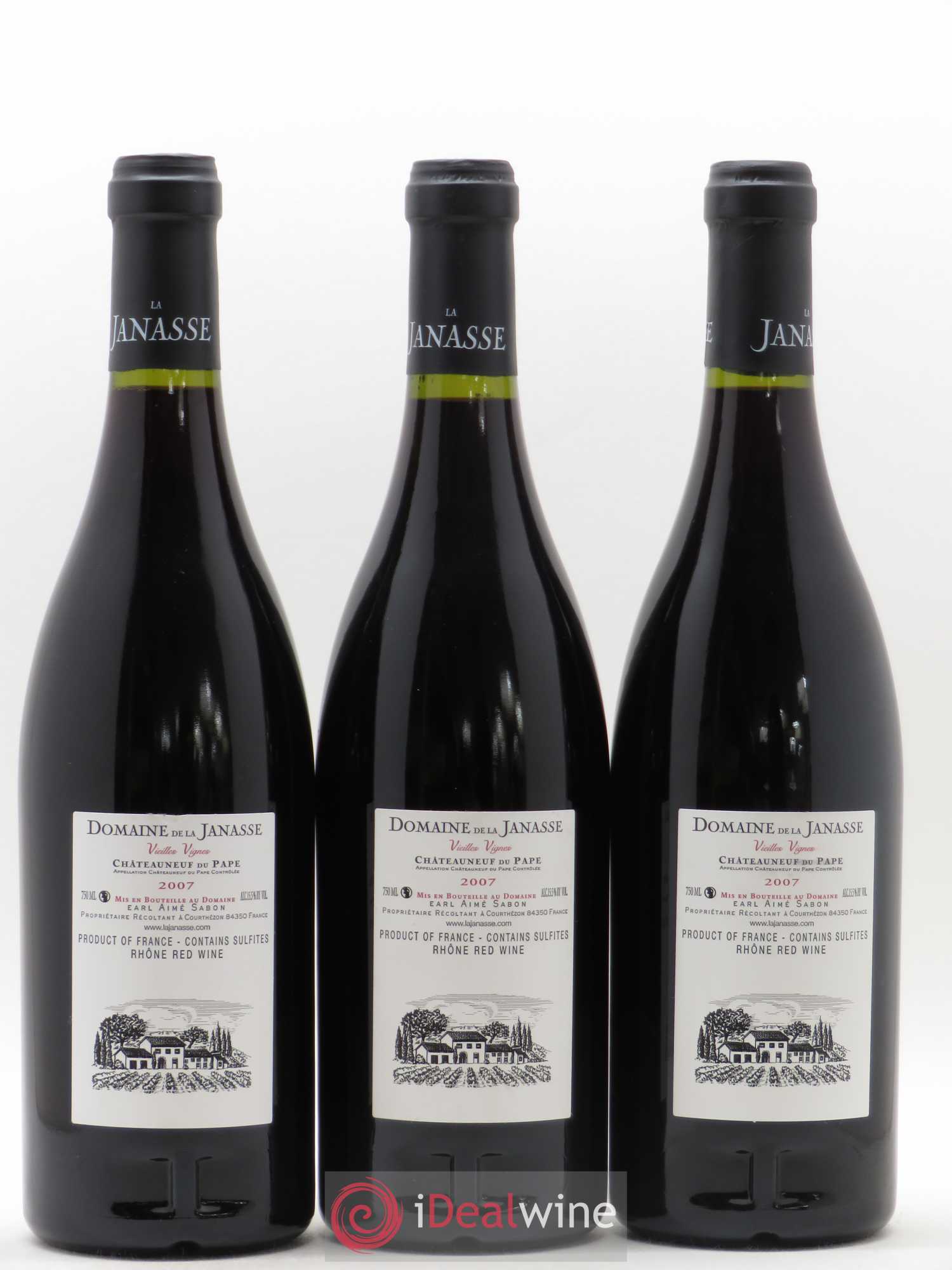 Châteauneuf-du-Pape Cuvée Vieilles Vignes La Janasse (Domaine de) 2007 - Lot de 3 bouteilles - 1