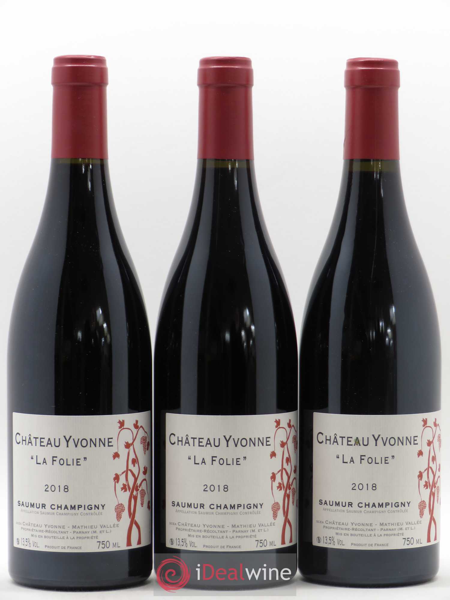 Saumur-Champigny La Folie Château Yvonne (sans prix de réserve) 2018 - Lot de 3 bouteilles - 0