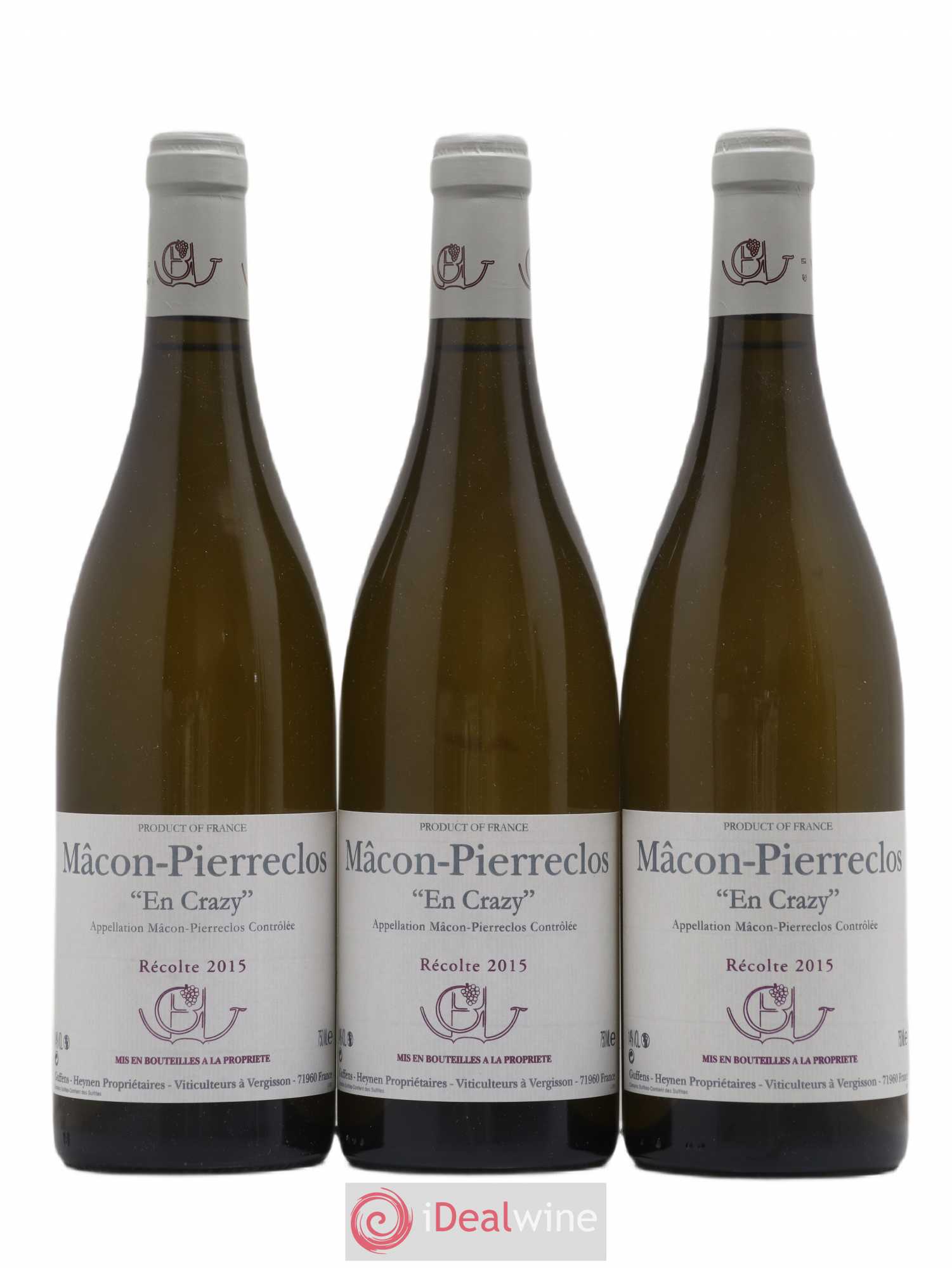 Mâcon Pierreclos En Crazy Guffens-Heynen 2015 - Lot de 3 bouteilles - 0