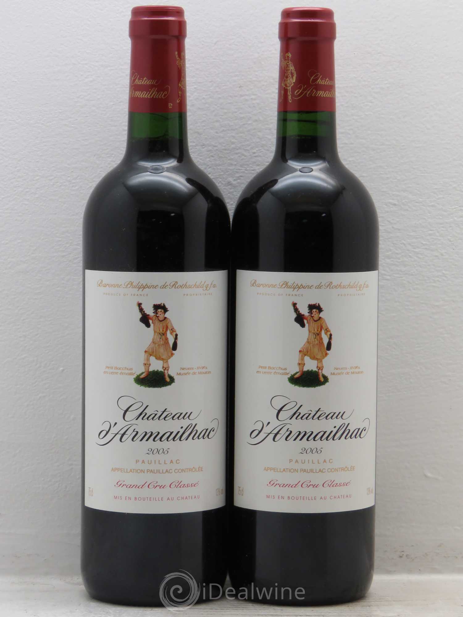 Château d' Armailhac - Mouton Baron(ne) Philippe 5ème Grand Cru Classé 2005 - Lot de 2 bouteilles - 0