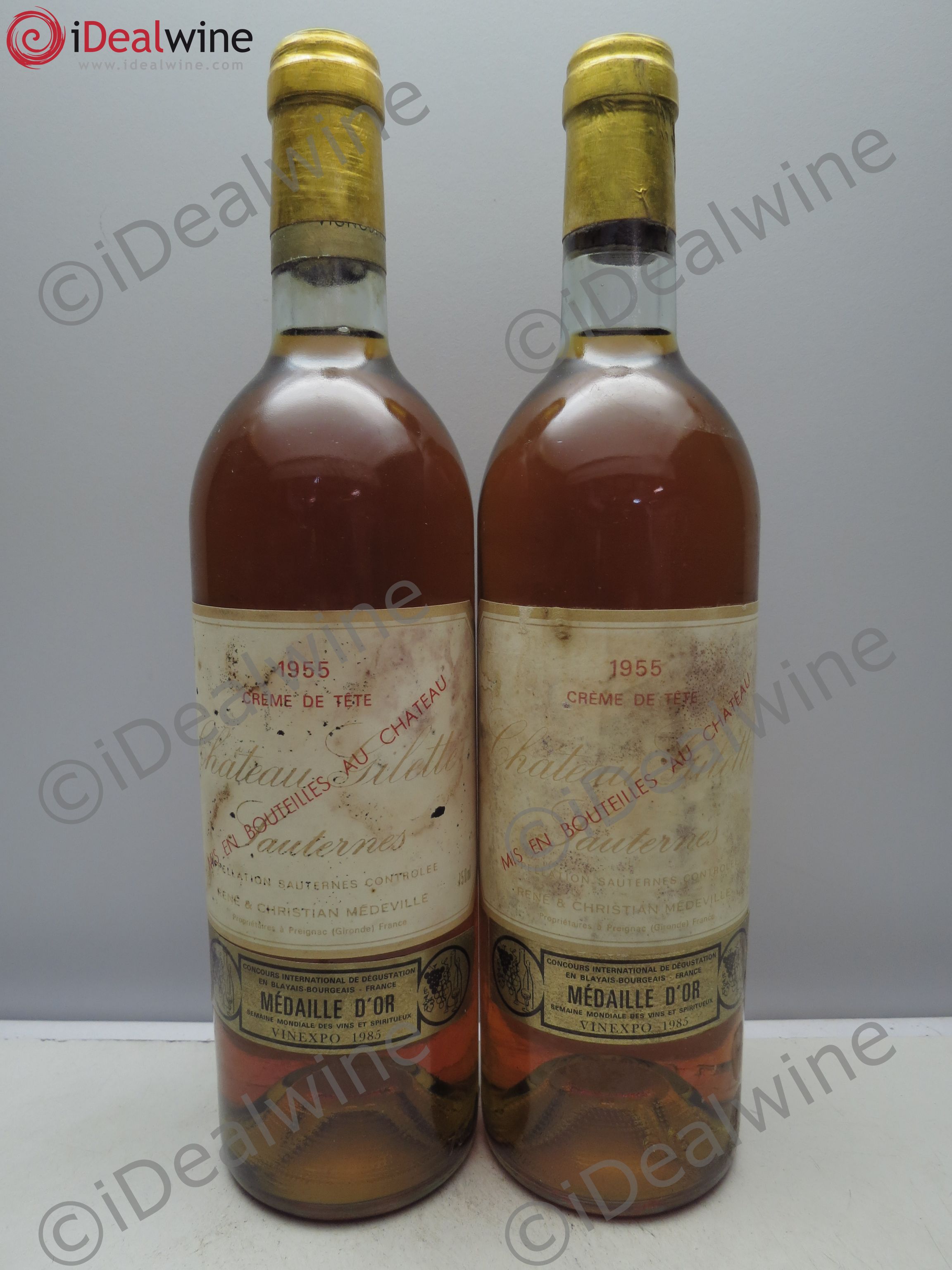 Château Gilette - Crème de Tête 1955 - Lotto di 2 bottiglie - 0