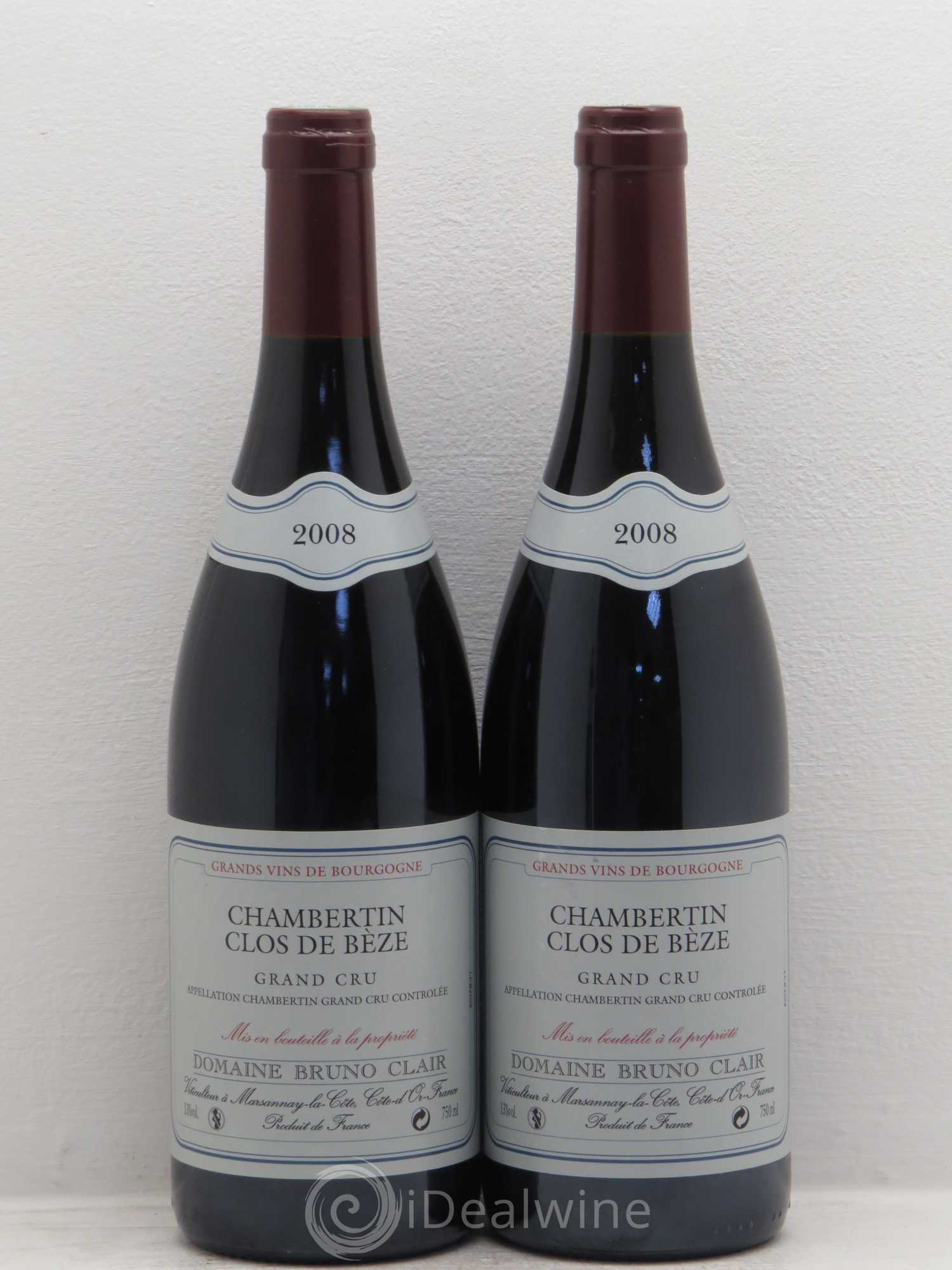 Chambertin Clos de Bèze Grand Cru Bruno Clair (Domaine) 2008 - Lot de 2 bouteilles - 0