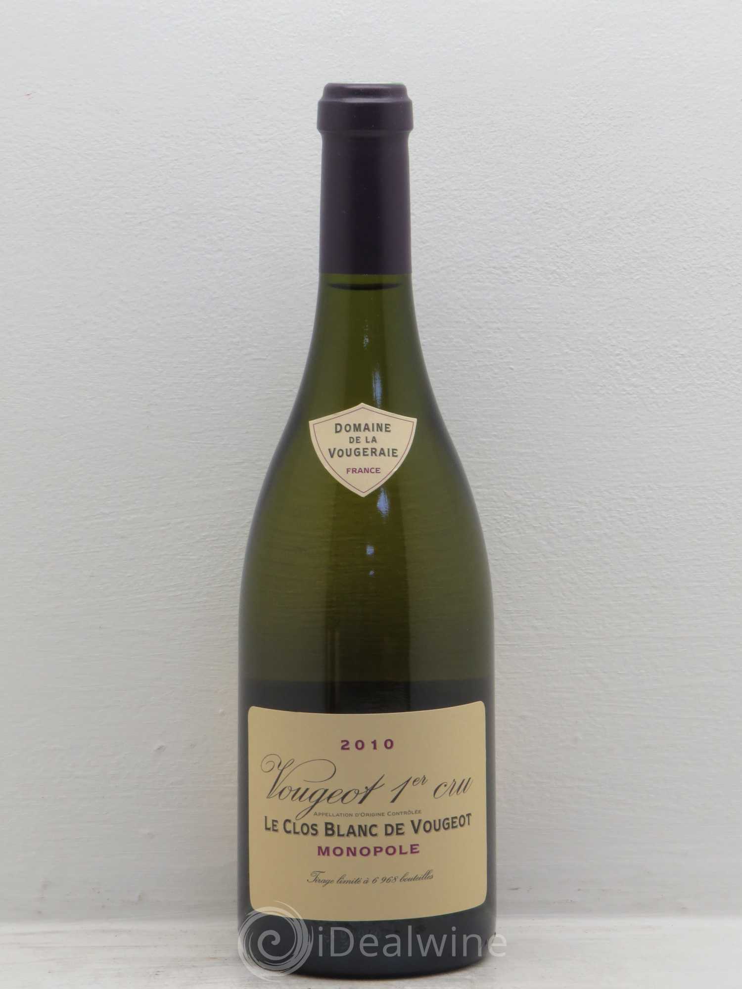 Vougeot 1er Cru Le Clos Blanc de Vougeot La Vougeraie 2010 - Lot de 6 bouteilles - 0