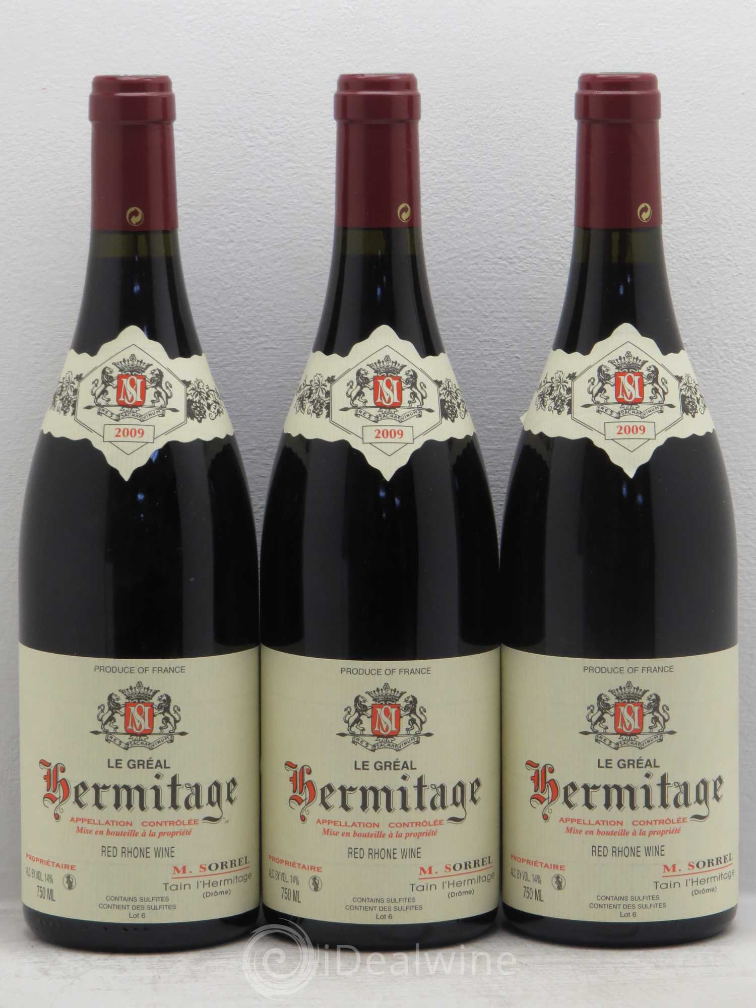 Hermitage Le Gréal Marc Sorrel 2009 - Lot de 3 bouteilles - 0