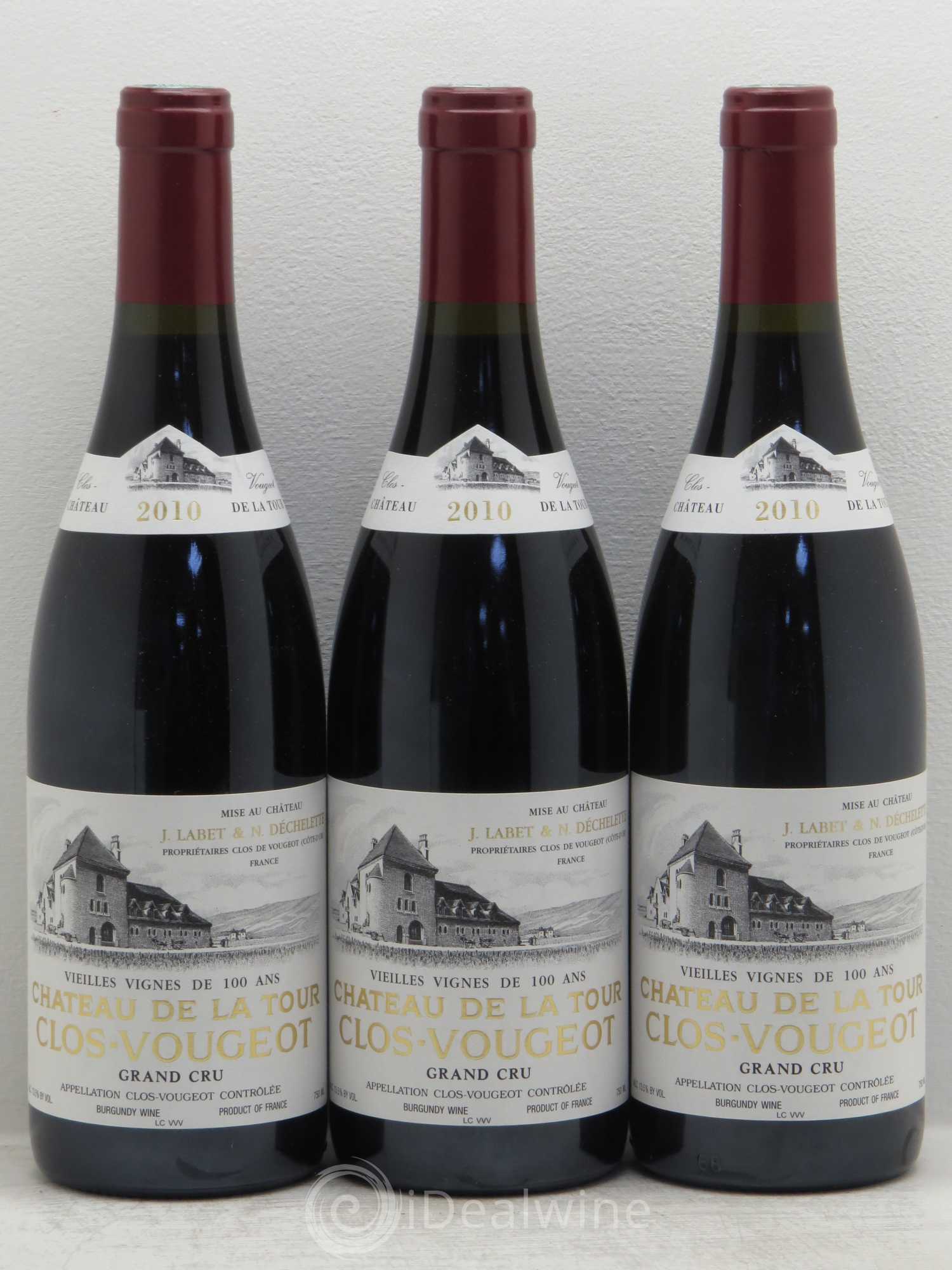 Clos de Vougeot Grand Cru Vieilles Vignes Château de La Tour de 100ans 2010 - Lot de 3 bouteilles - 0