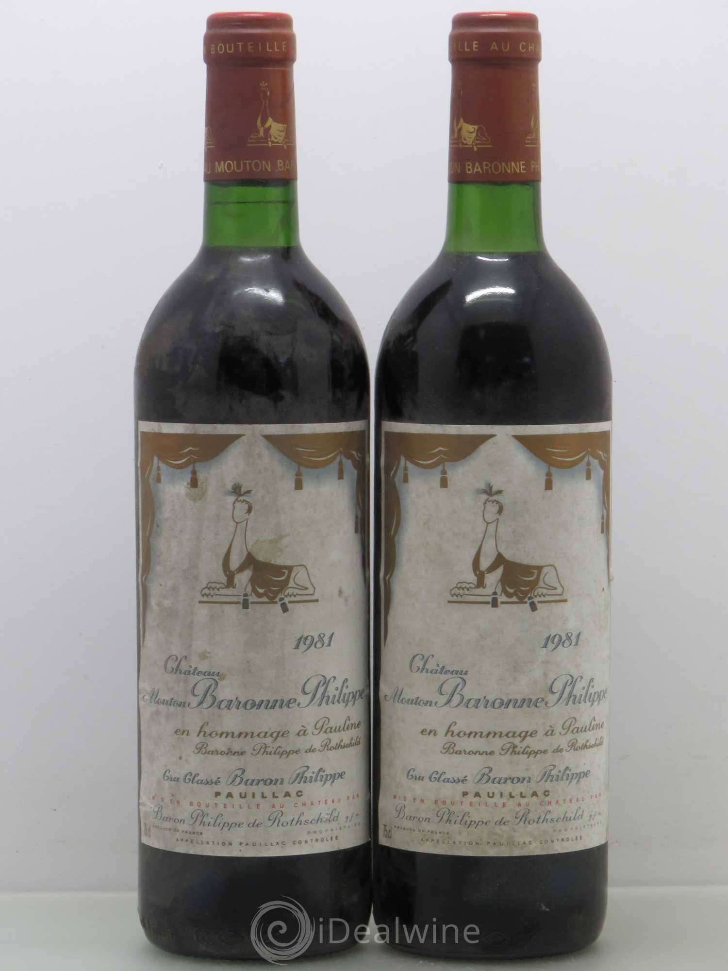 Château d' Armailhac - Mouton Baron(ne) Philippe 5ème Grand Cru Classé 1981 - Lot of 2 bottles - 0