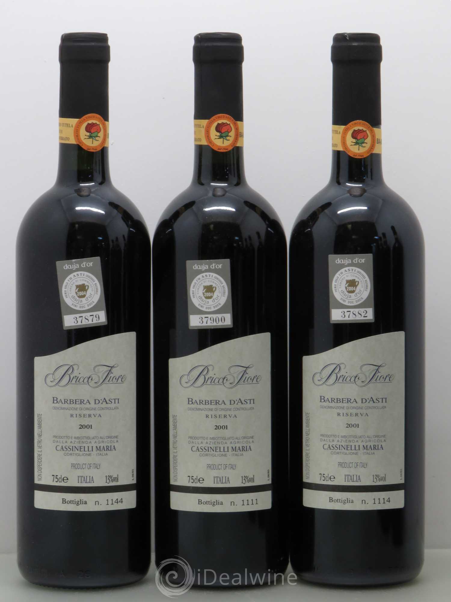Italie Barbera d'Asti Bricco Fiore Riserva Cassinelli (sans prix de réserve) 2001 - Posten von 6 Flaschen - 1