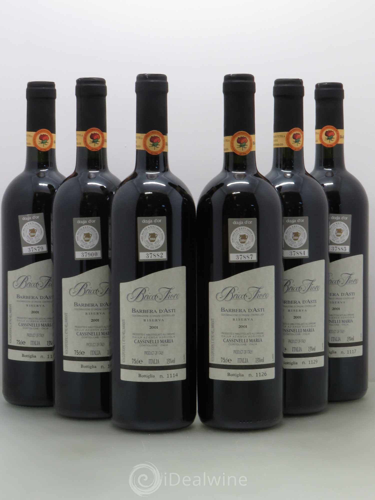 Italie Barbera d'Asti Bricco Fiore Riserva Cassinelli (sans prix de réserve) 2001 - Posten von 6 Flaschen - 0