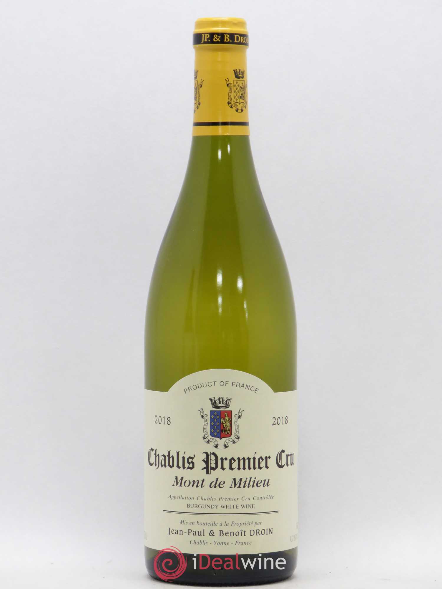 Chablis 1er Cru Mont de Milieu Jean-Paul & Benoît Droin (Domaine) 2018 - Lot de 1 bouteille - 0