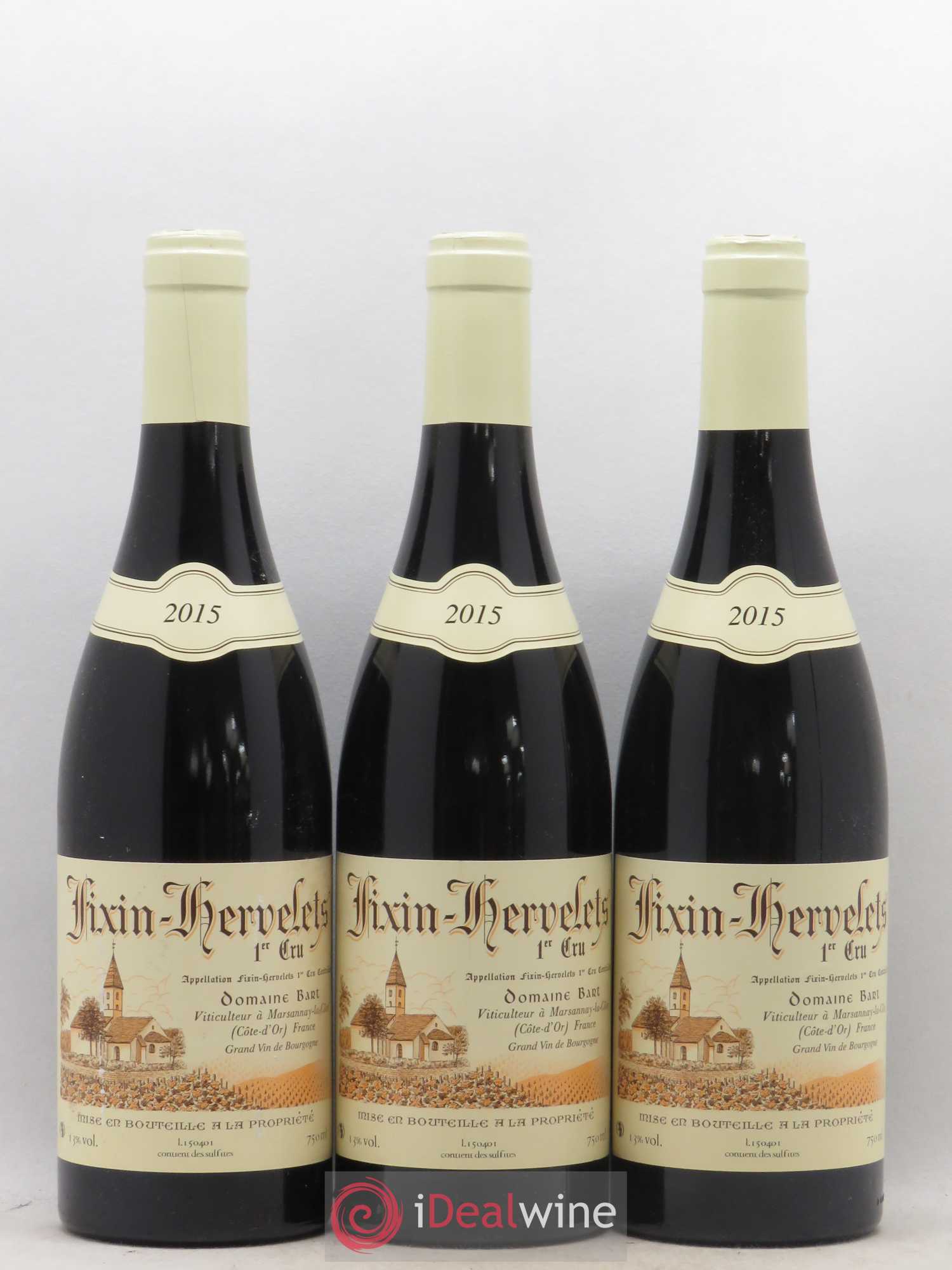 Fixin 1er Cru Hervelets Bart (Domaine) 2015 - Lot de 3 bouteilles - 0