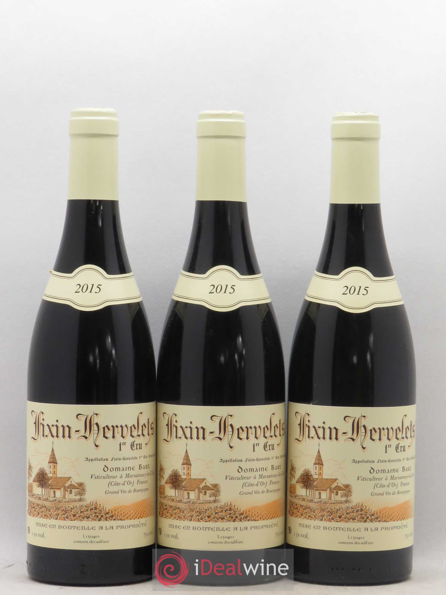 Fixin 1er Cru Hervelets Bart (Domaine) 2015 - Lot de 3 bouteilles - 0