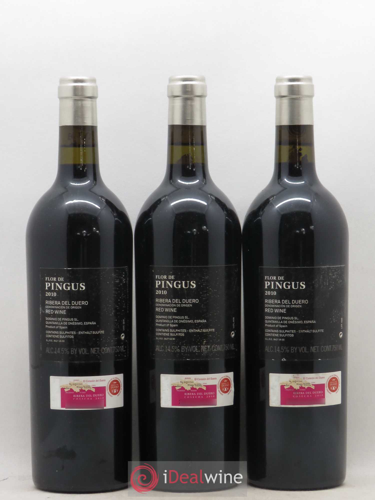 Ribera Del Duero Flor de Pingus Dominio de Pingus - Peter Sisseck 2010 - Lot de 3 bouteilles - 1