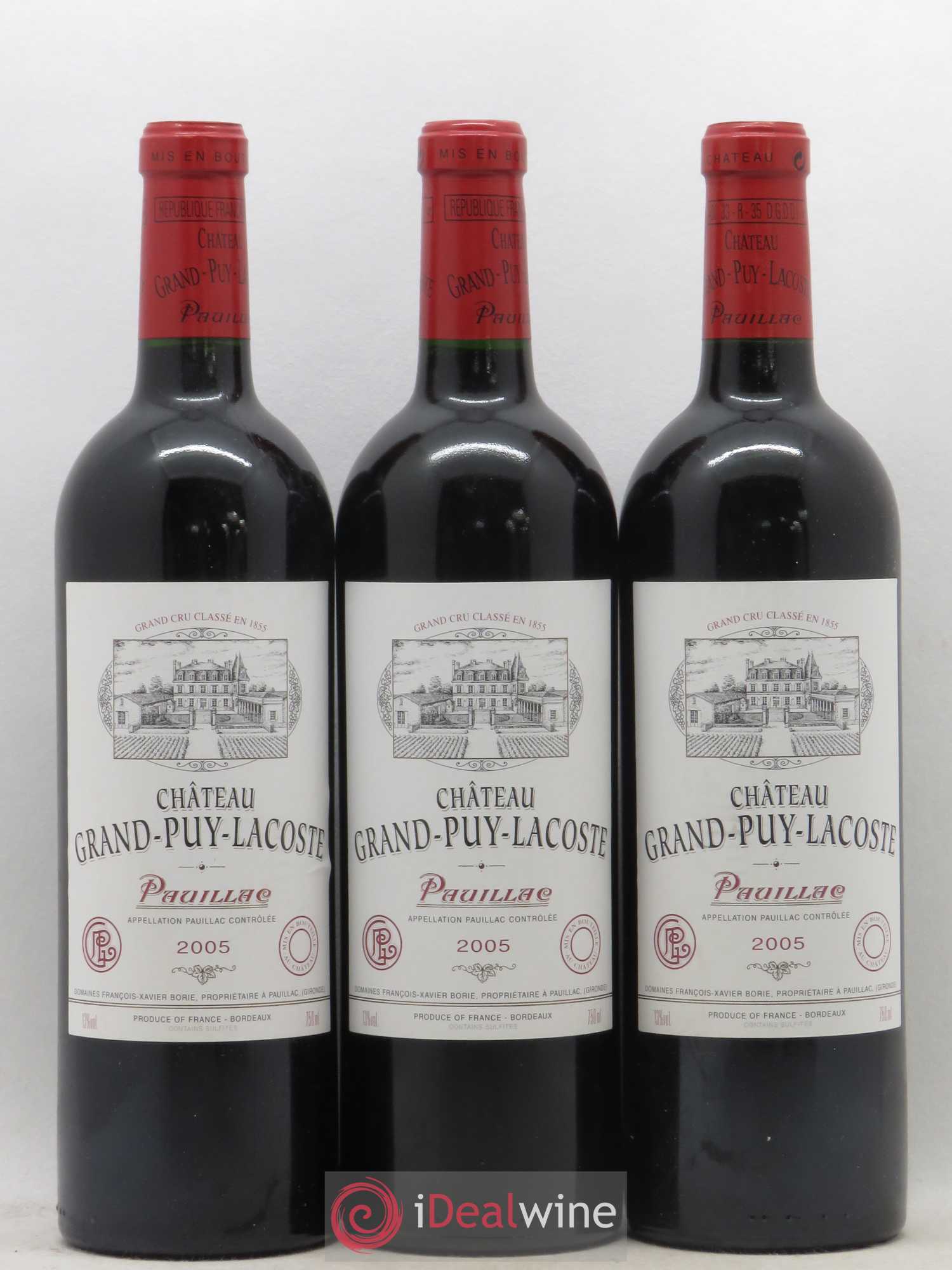 Château Grand Puy Lacoste 5ème Grand Cru Classé 2005 - Lot de 3 bouteilles - 0