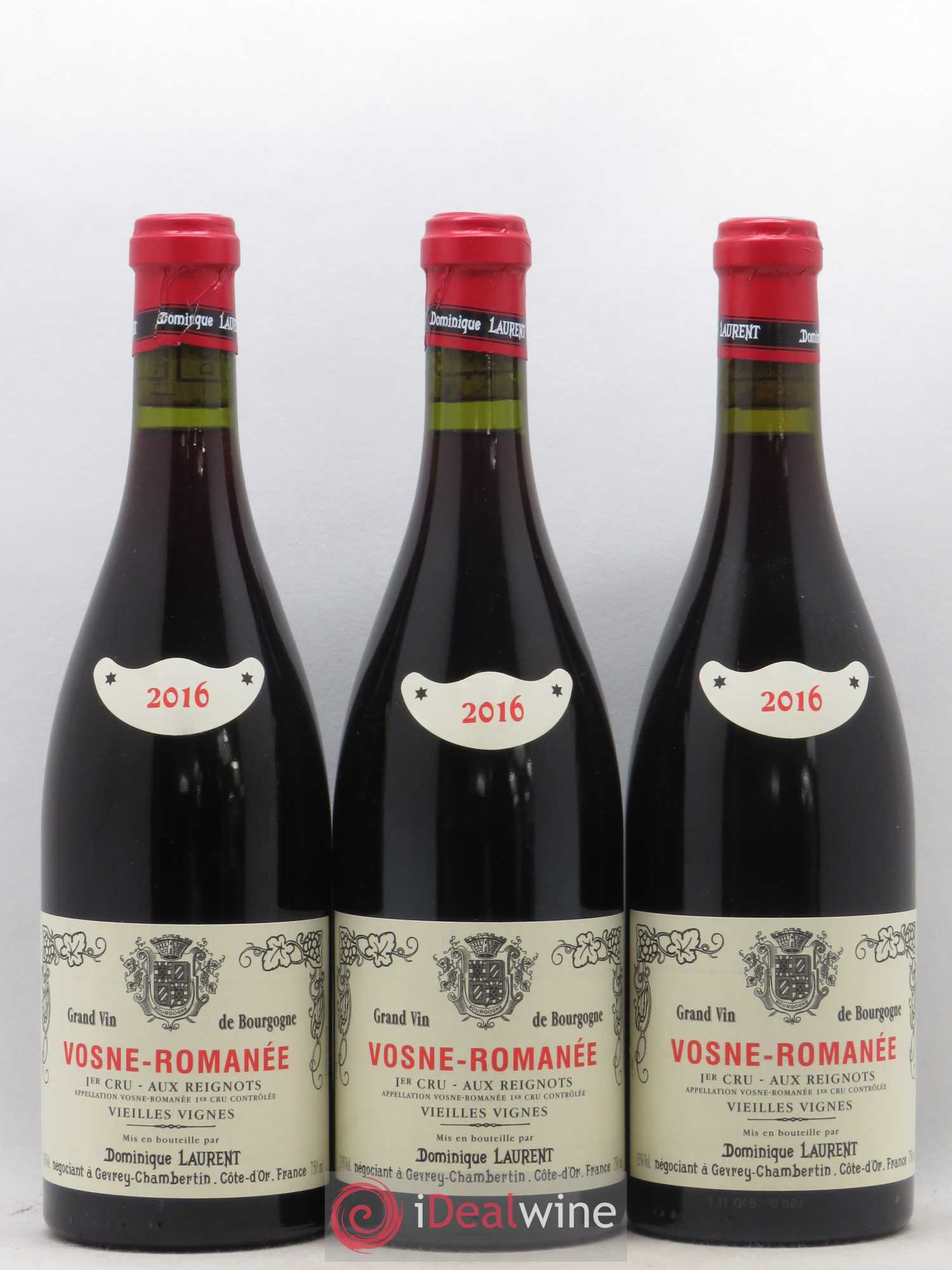 Vosne-Romanée 1er Cru Aux Reignots Vielles Vignes Dominique Laurent 2016 - Lot de 3 bouteilles - 0