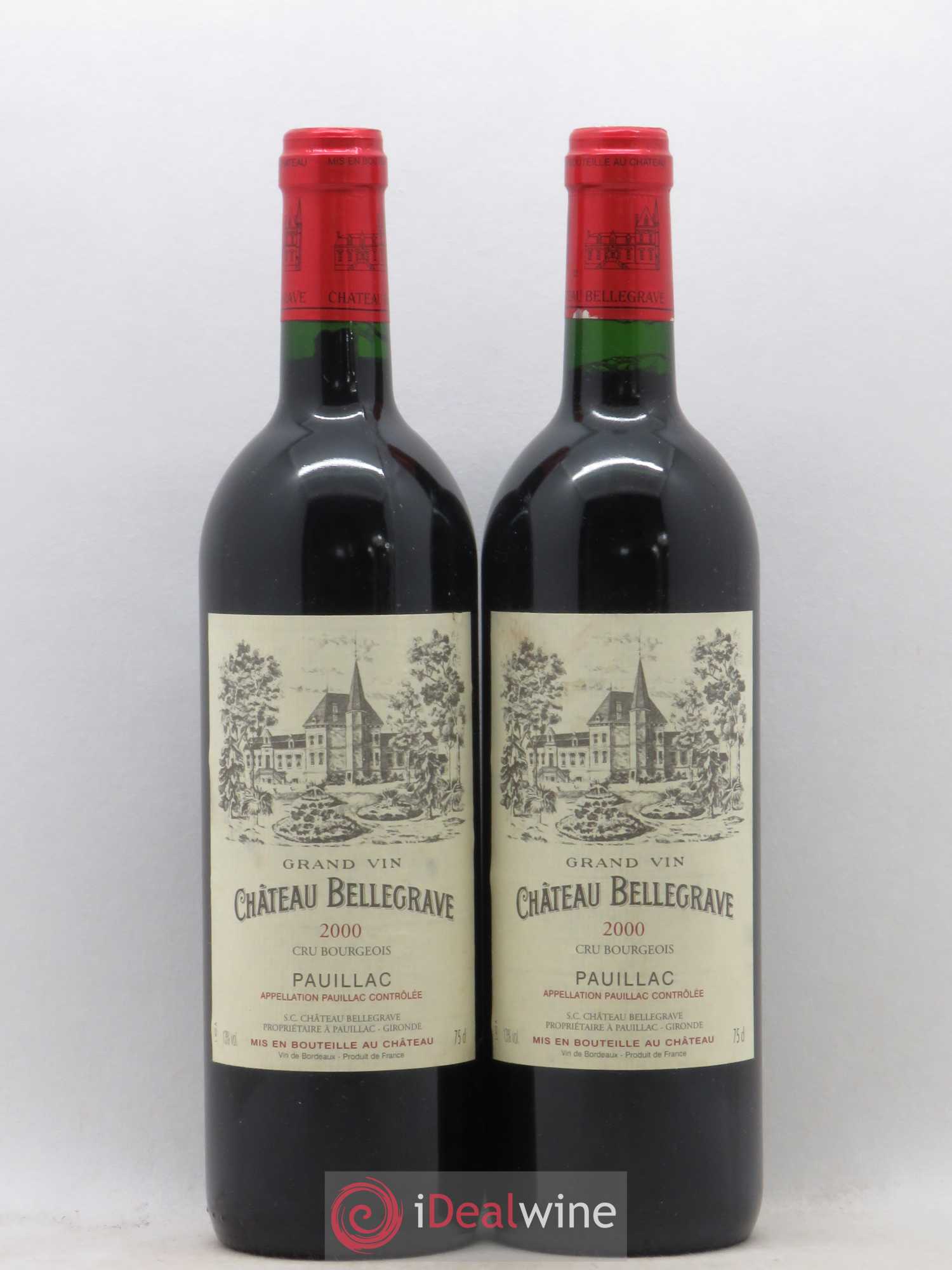 Château Bellegrave Cru Bourgeois 2000 - Lot de 2 bouteilles - 0
