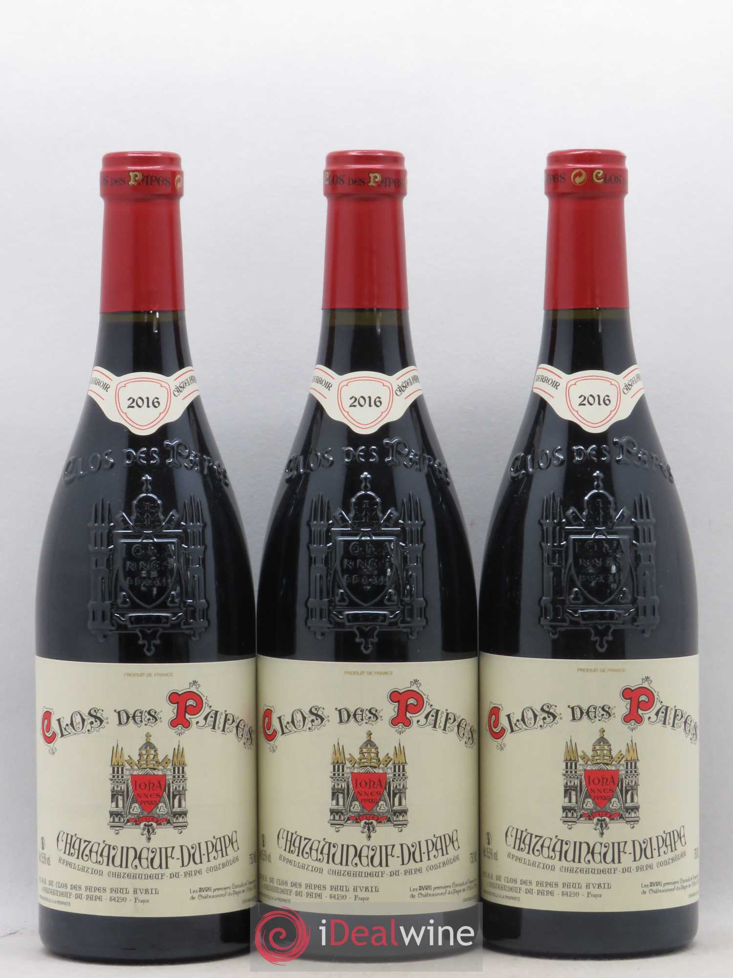 Châteauneuf-du-Pape Clos des Papes - Paul Avril 2016 - Lot de 3 bouteilles - 0