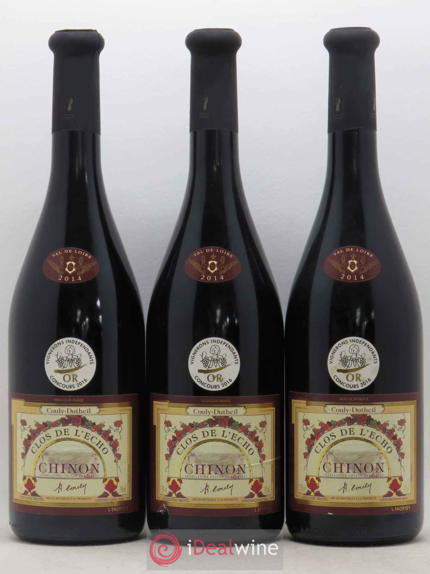 Chinon Clos de l'Echo Couly-Dutheil 2014 - Lot de 3 bouteilles - 0