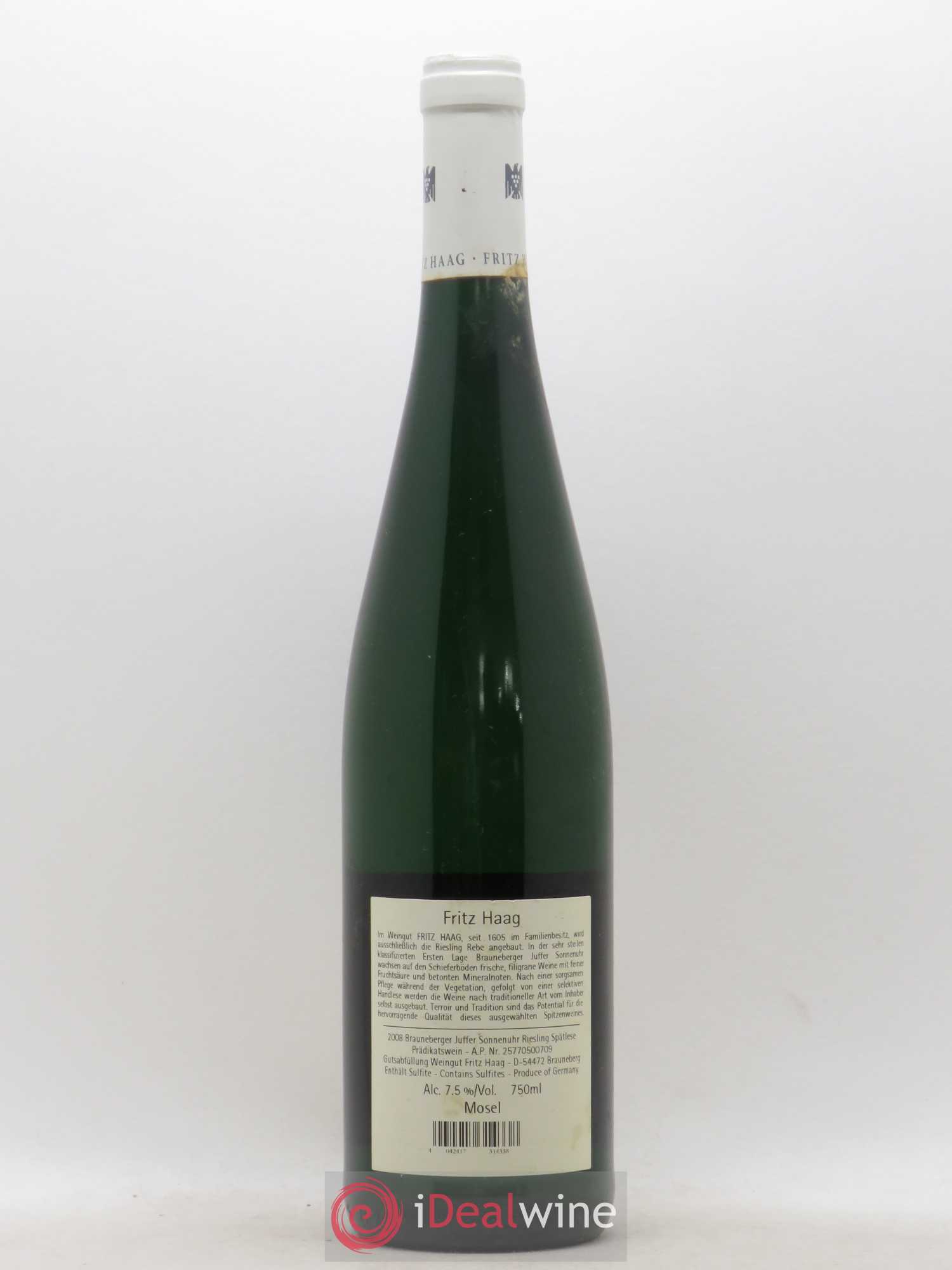 Riesling Fritz Haag Brauneberger Juffer Sonnenuhr Spätlese 2008 - Lotto di 1 bottiglia - 1