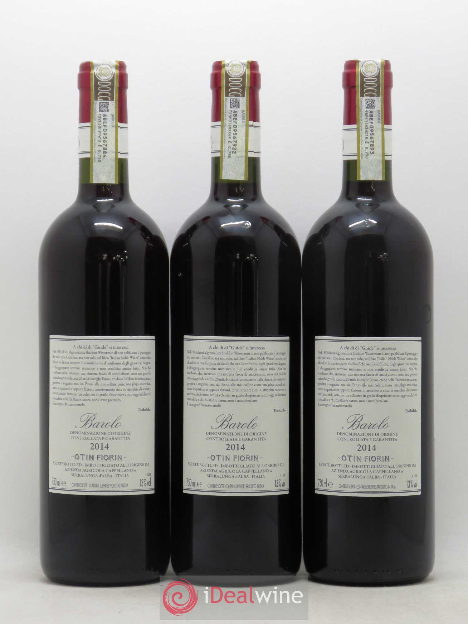 Barolo DOCG Pié Franco Cappellano 2014 - Lot de 3 bouteilles - 1
