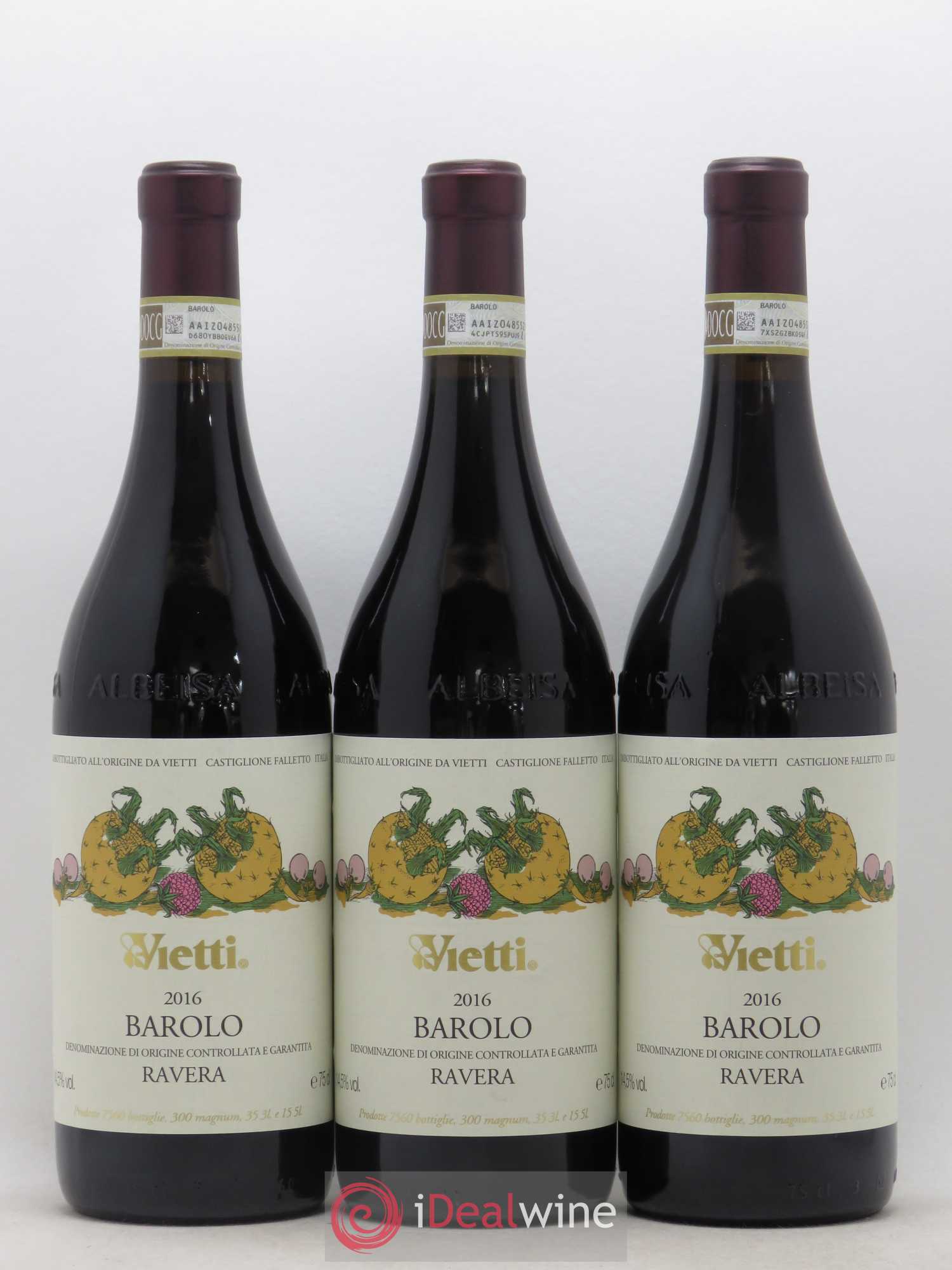 Barolo DOCG Ravera Vietti 2016 - Lot de 3 bouteilles - 0