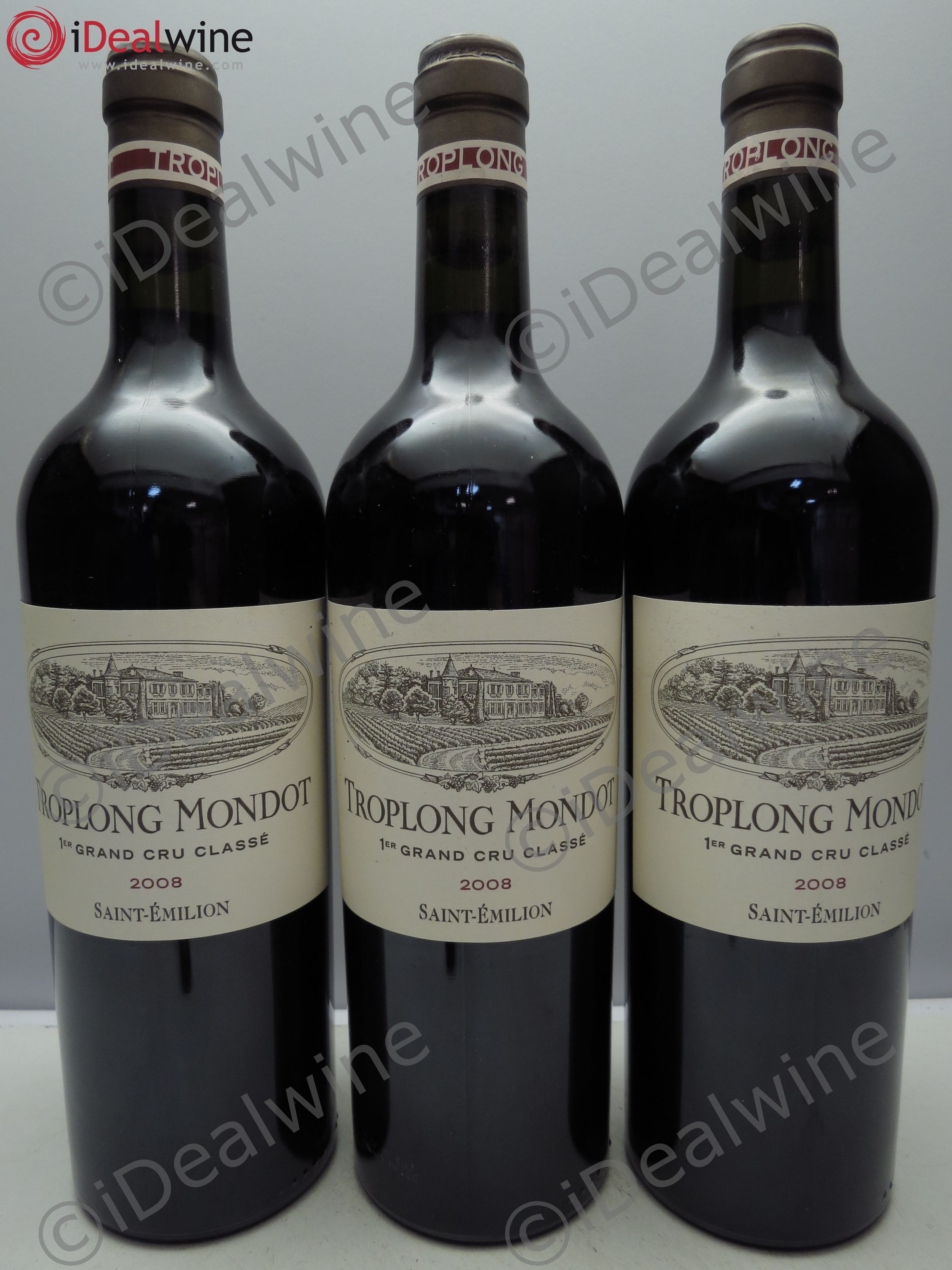 Château Troplong Mondot 1er Grand Cru Classé B 2008 - Lot de 3 bouteilles - 0