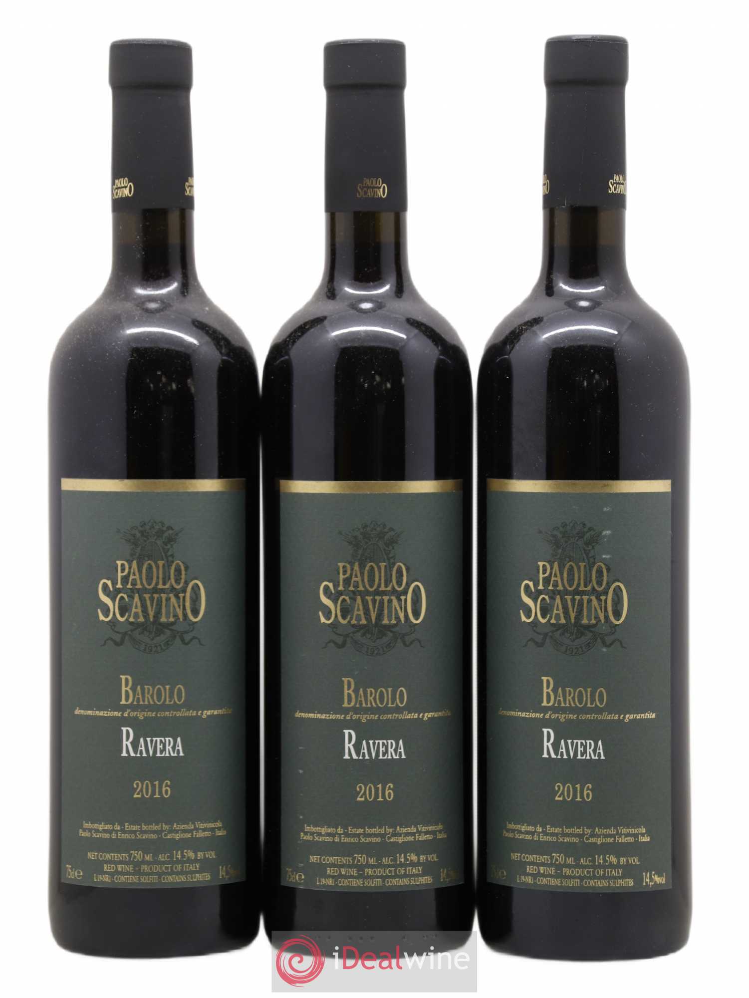 Barolo Ravera Scavino 2016 - Lot of 3 bottles - 0