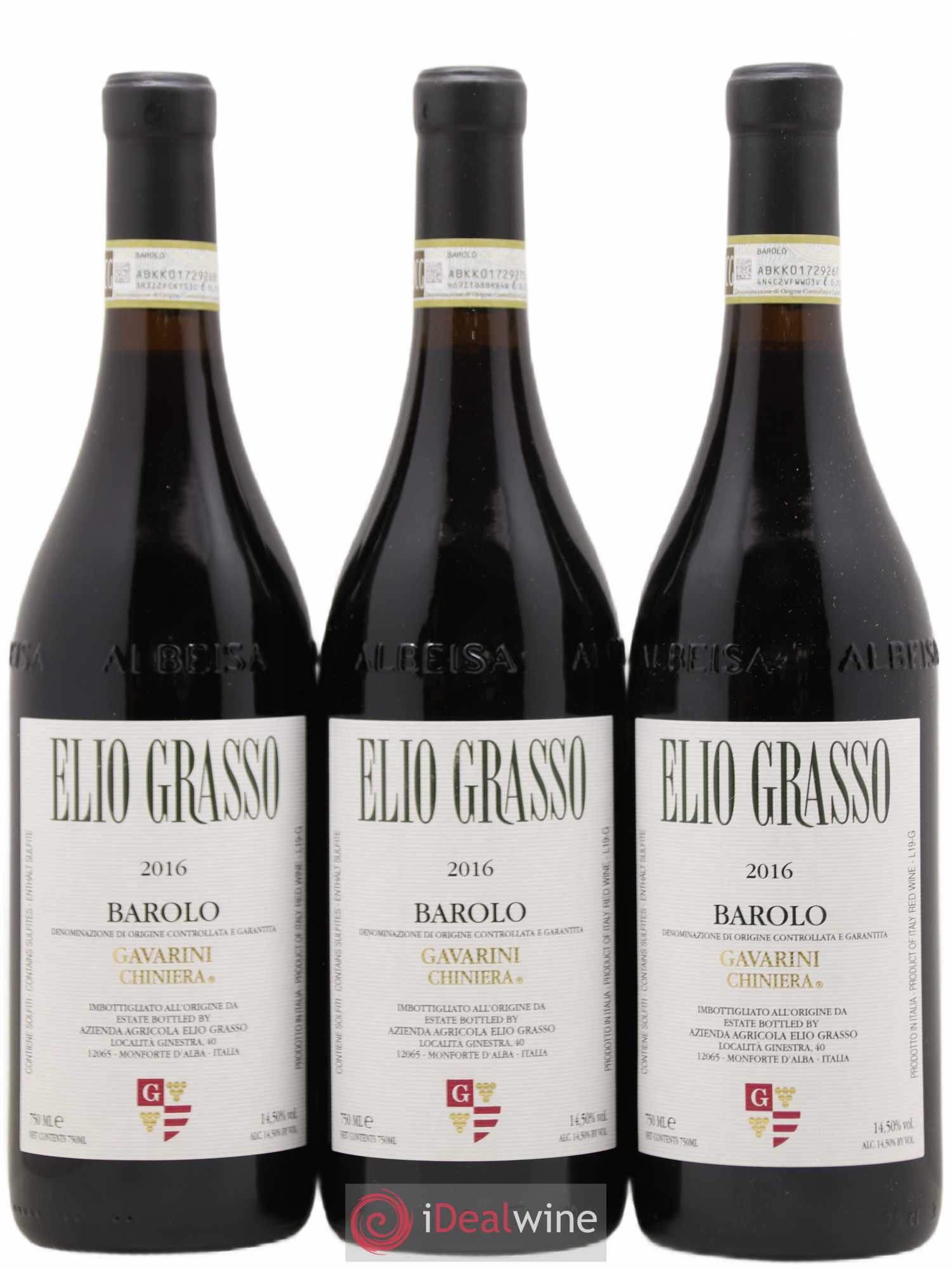 Barolo Gavarini Chiniera Elio Grasso 2016 - Lot de 3 bouteilles - 0