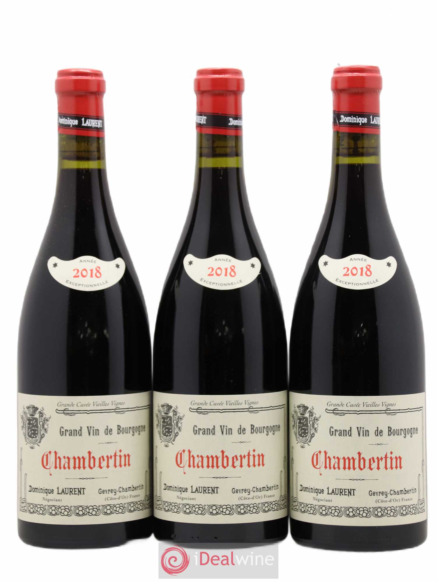 Chambertin Grand Cru Grande cuvée Vieilles Vignes Dominique Laurent 2018 - Lot de 3 bouteilles - 0
