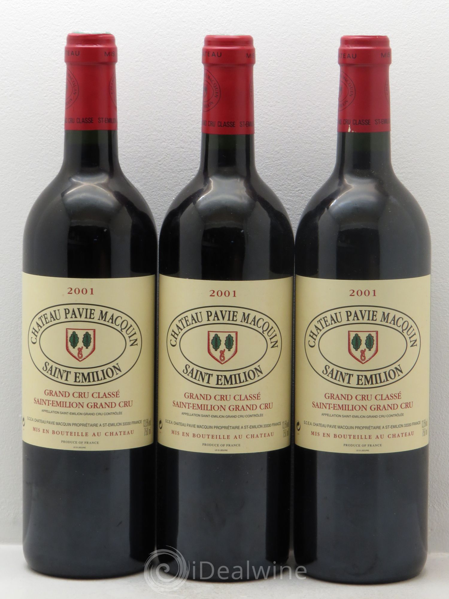 Château Pavie Macquin 1er Grand Cru Classé B 2001 - Lot de 3 bouteilles - 0