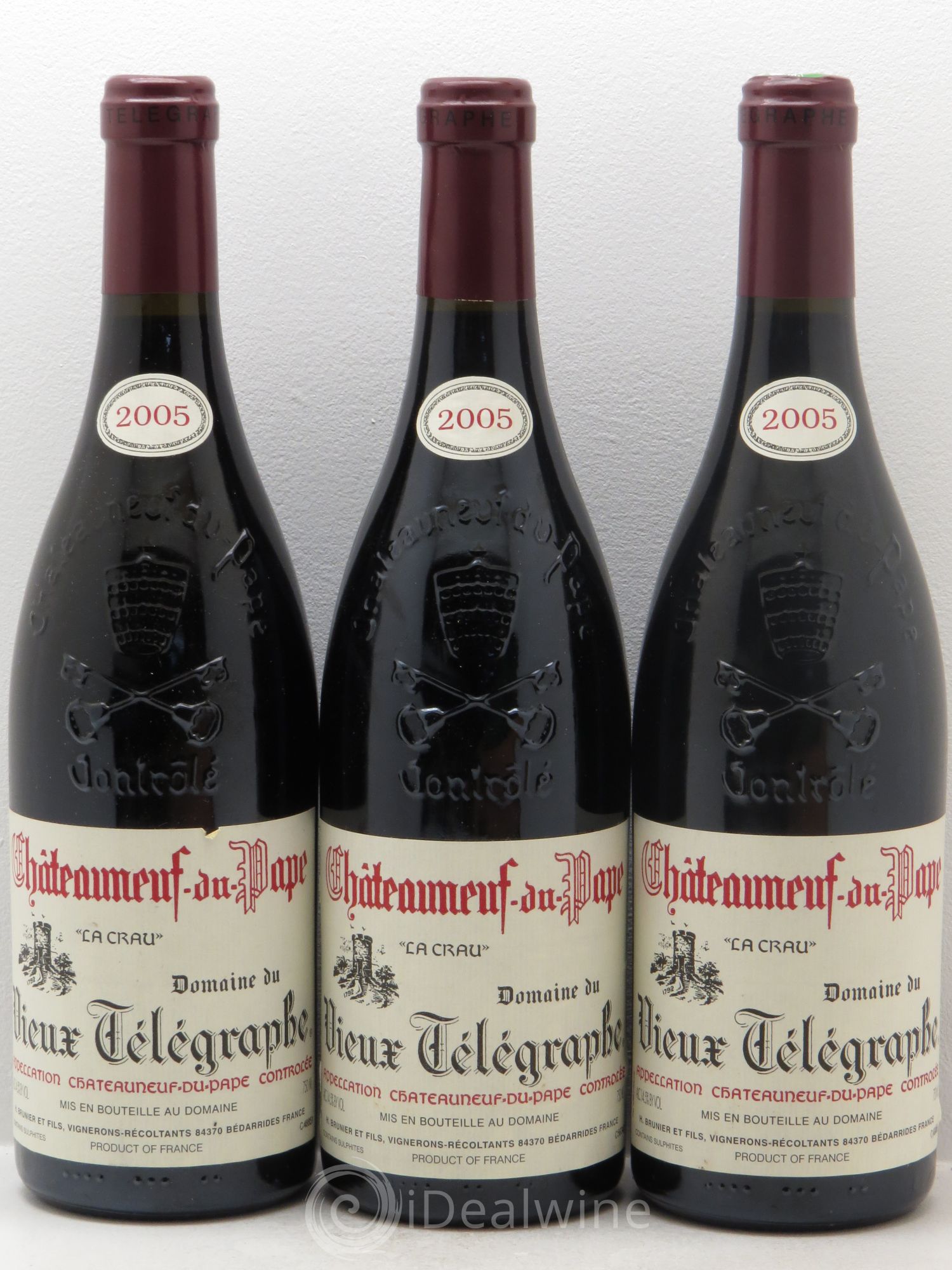 Châteauneuf-du-Pape Vieux Télégraphe (Domaine du) Vignobles Brunier 2005 - Lot de 3 bouteilles - 0