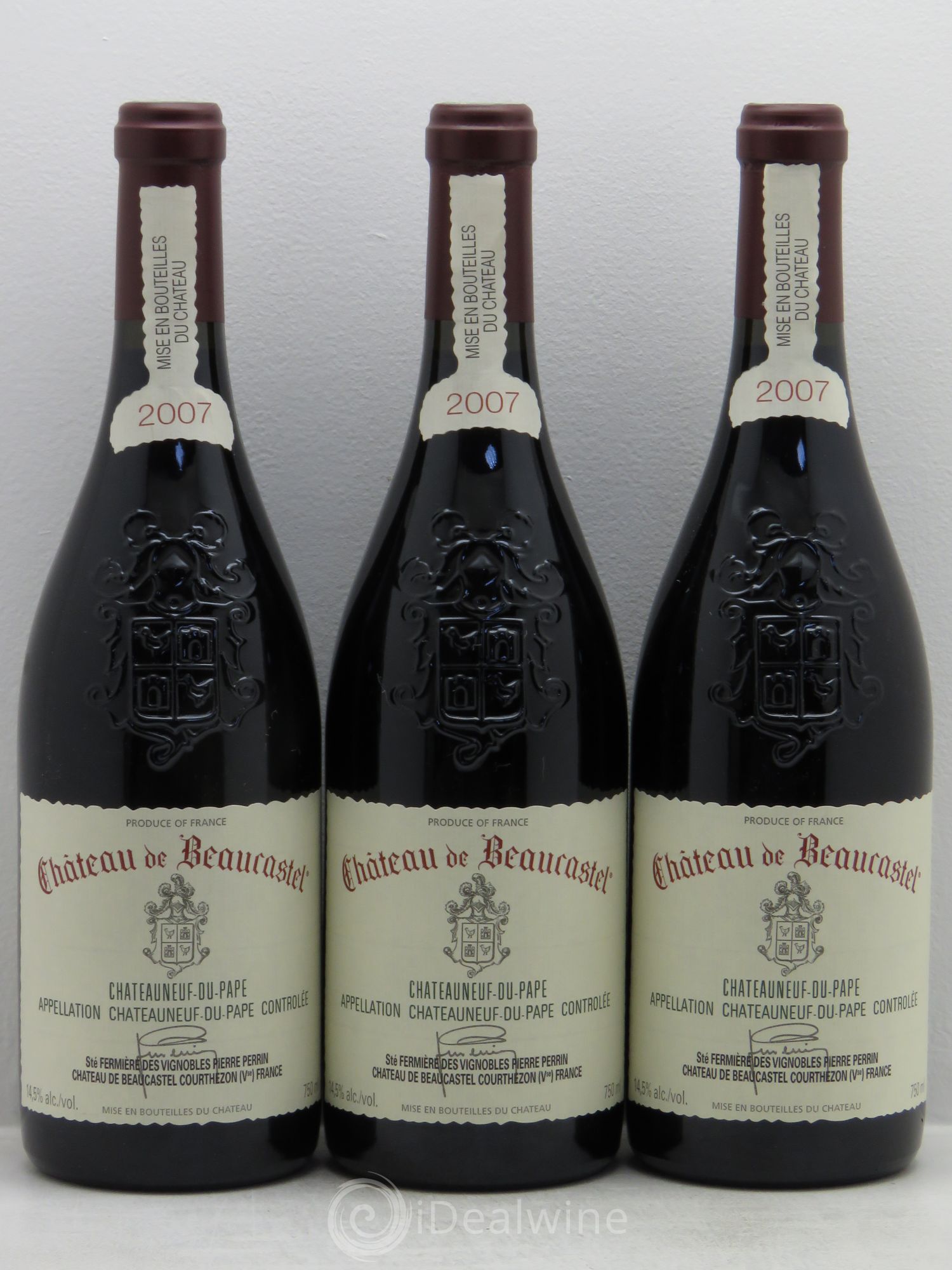 Châteauneuf-du-Pape Château de Beaucastel Famille Perrin 2007 - Lot de 3 bouteilles - 0