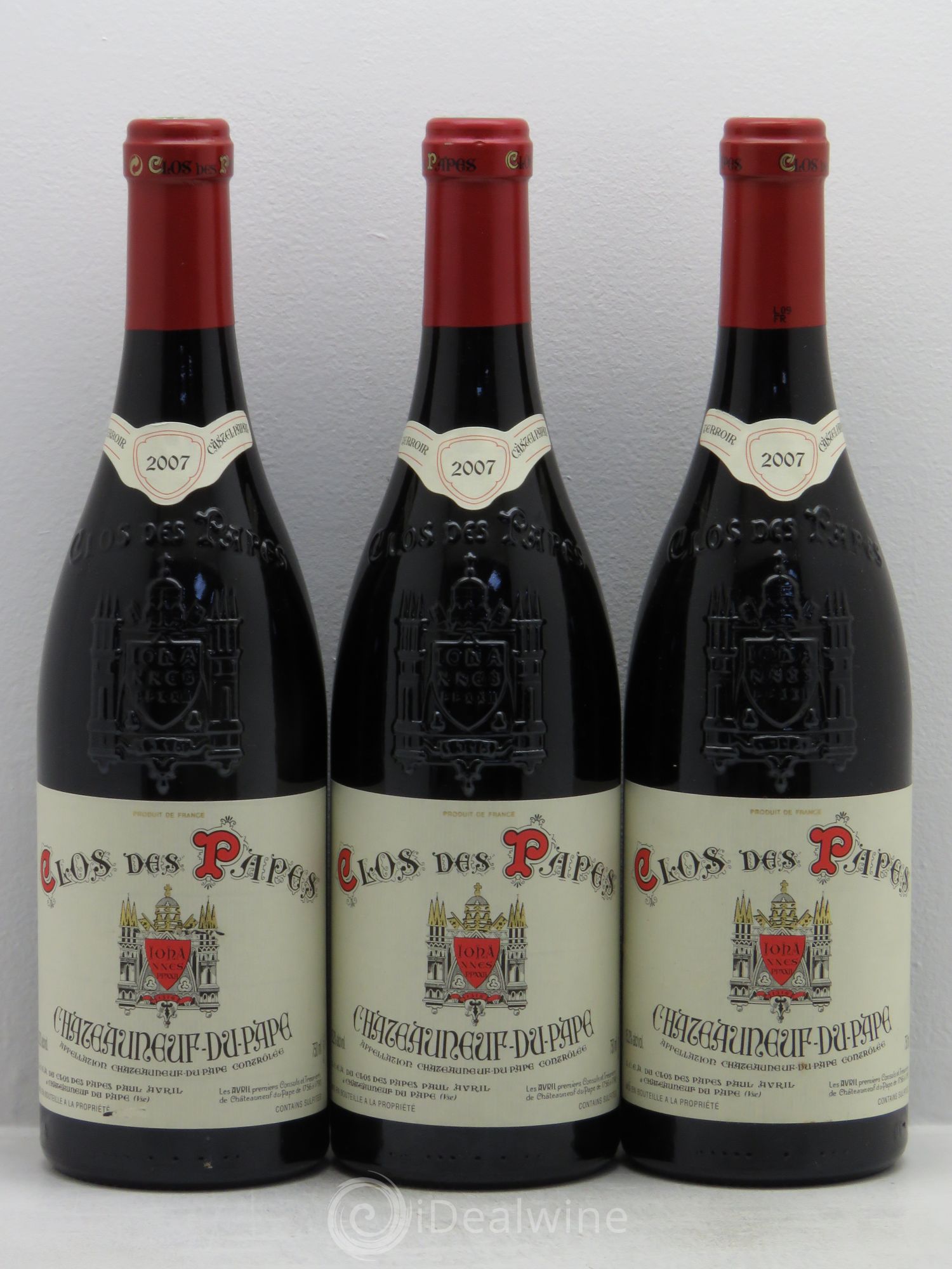Châteauneuf-du-Pape Clos des Papes - Paul Avril 2007 - Lot de 3 bouteilles - 0