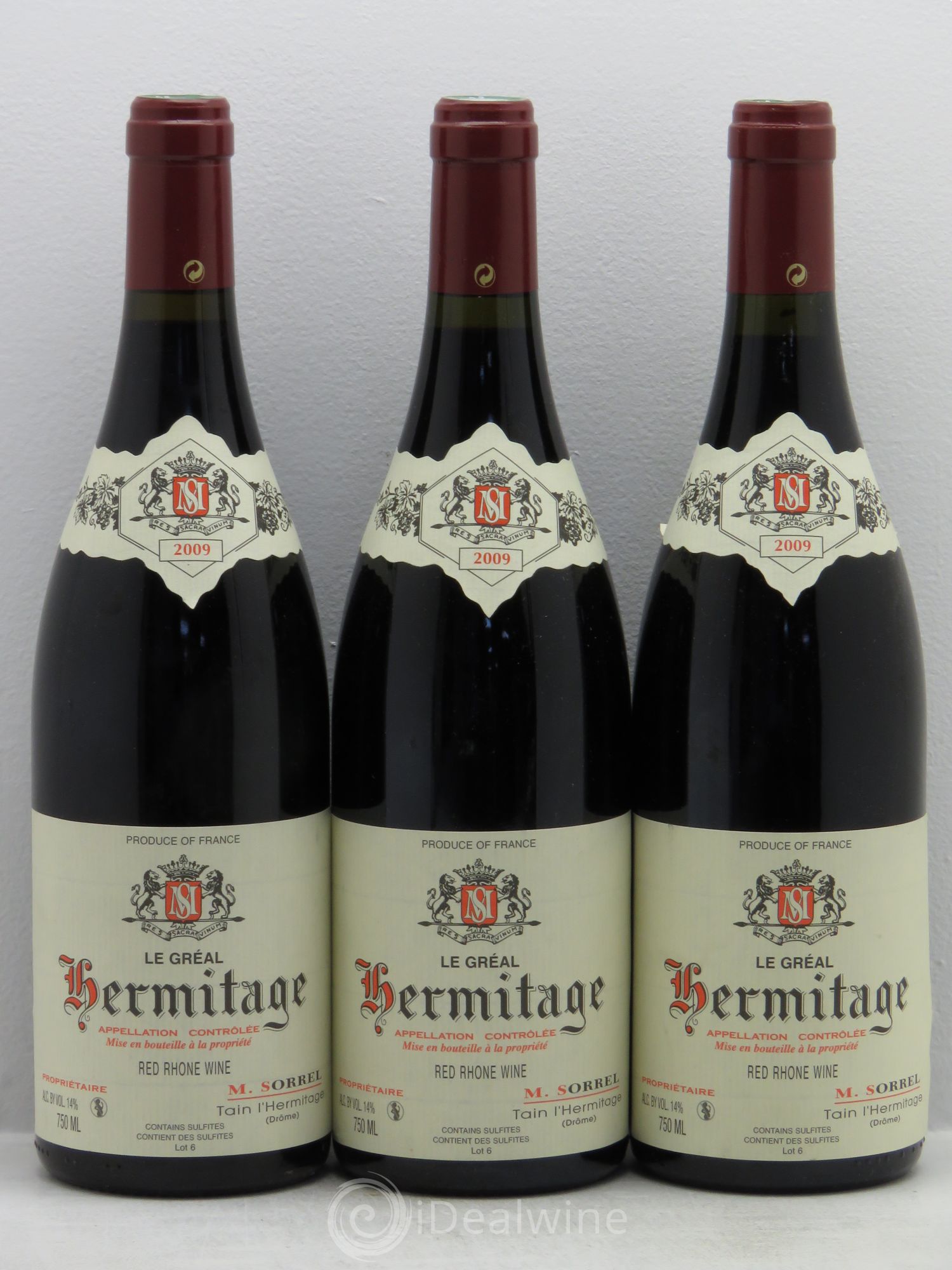 Hermitage Le Gréal Marc Sorrel 2009 - Lot de 3 bouteilles - 0