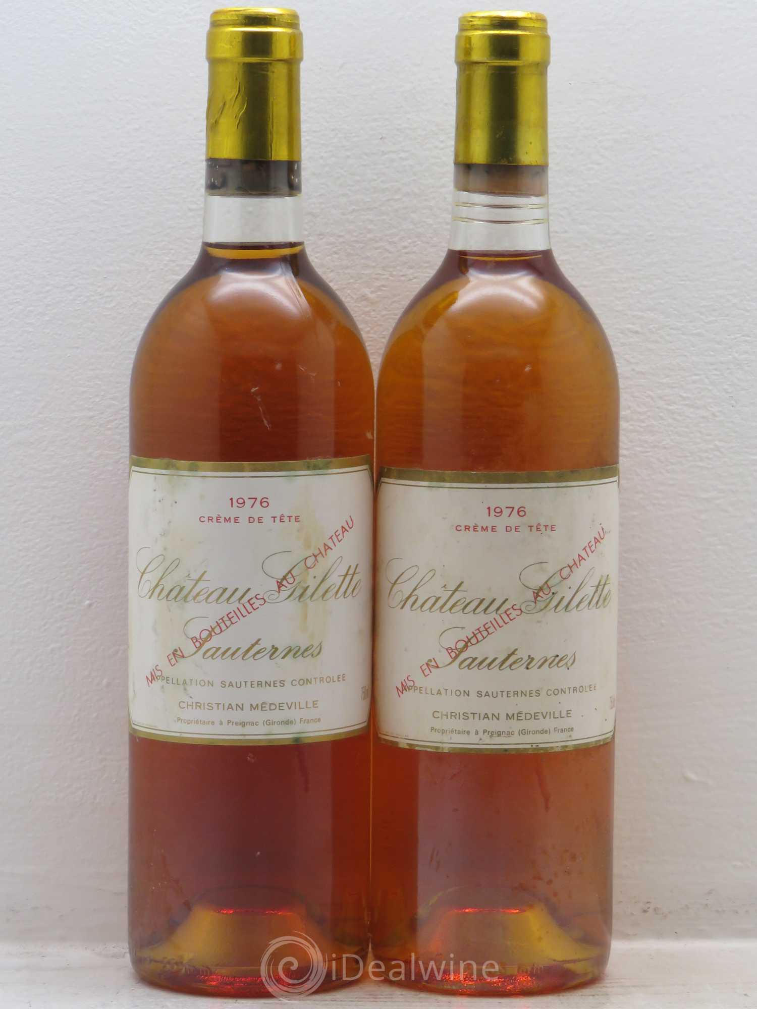 Château Gilette - Crème de Tête 1976 - Lotto di 2 bottiglie - 0