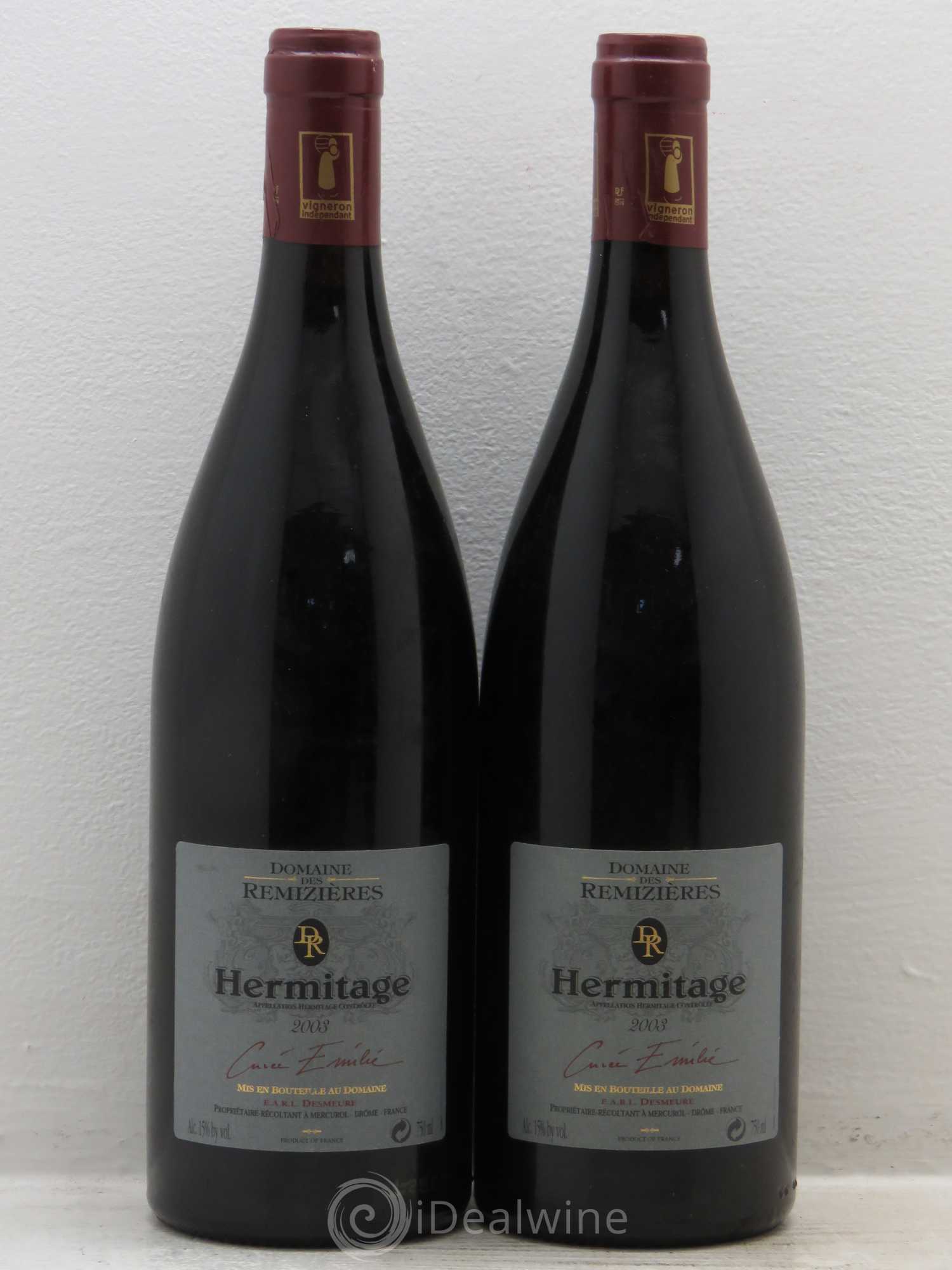 Hermitage Cuvée Emilie Rémizières (Domaine des) 2003 - Lot de 2 bouteilles - 0