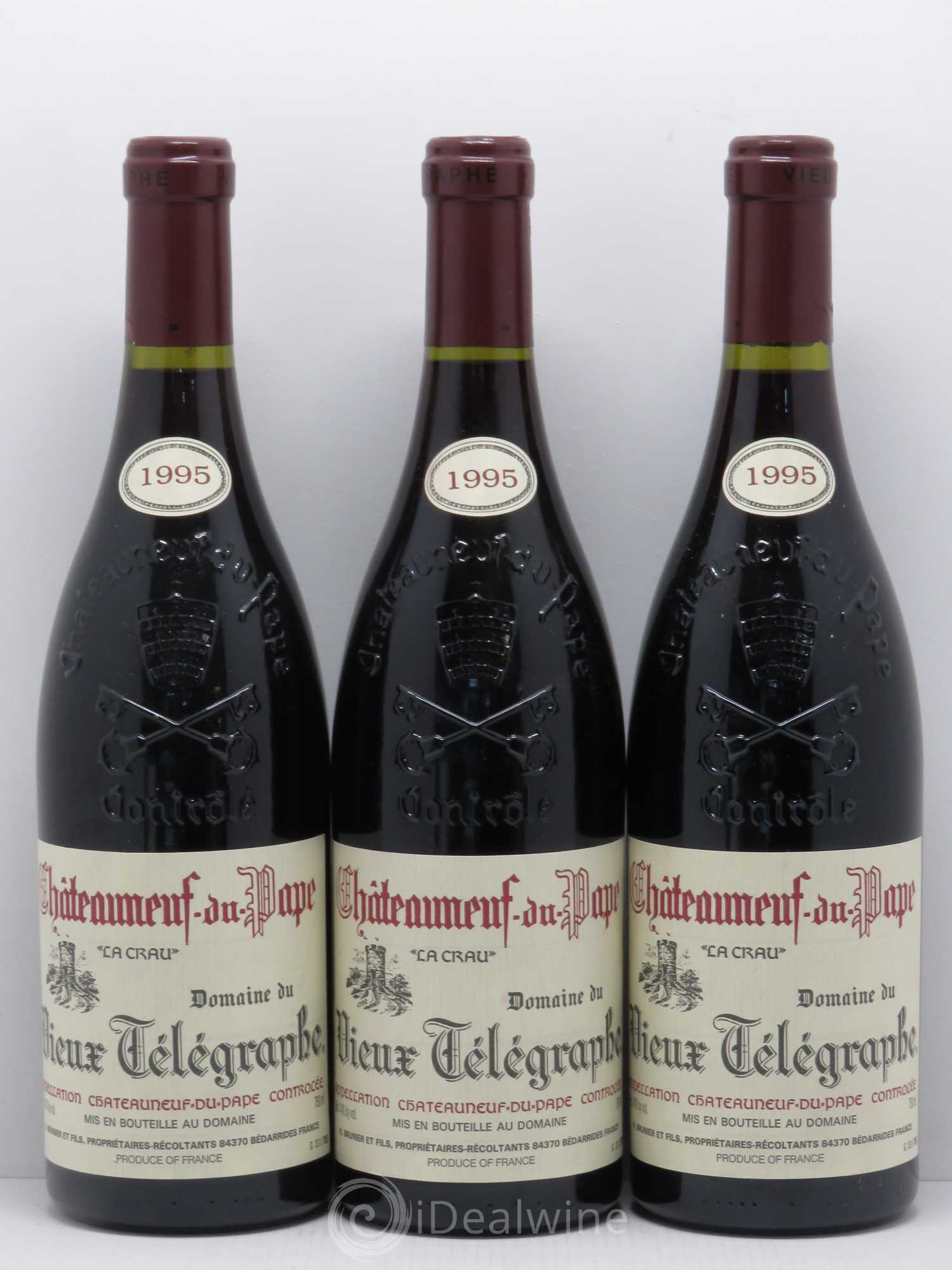 Châteauneuf-du-Pape Vieux Télégraphe (Domaine du) Vignobles Brunier 1995 - Lot de 3 bouteilles - 0