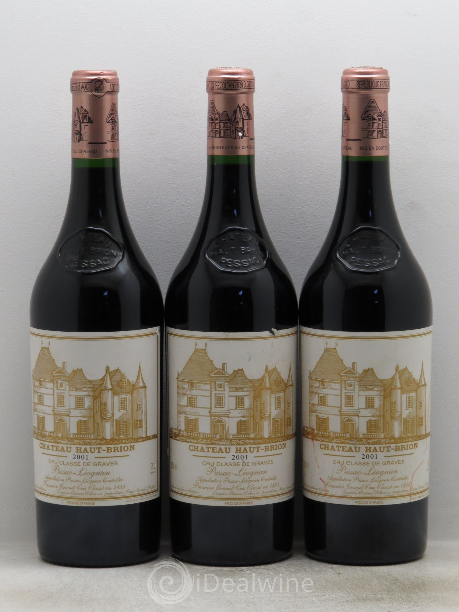 Château Haut Brion 1er Grand Cru Classé 2001 - Lot de 3 bouteilles - 0