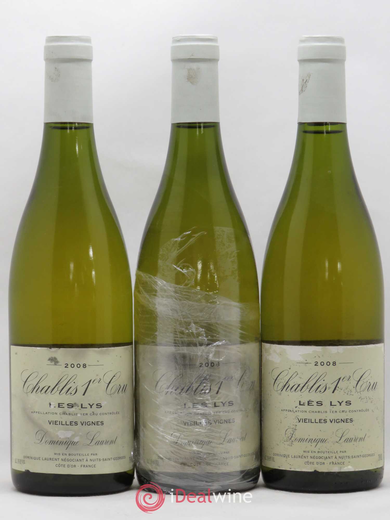 Chablis 1er Cru Les Lys Vieilles Vignes Dominique Laurent 2008 - Posten von 3 Flaschen - 0