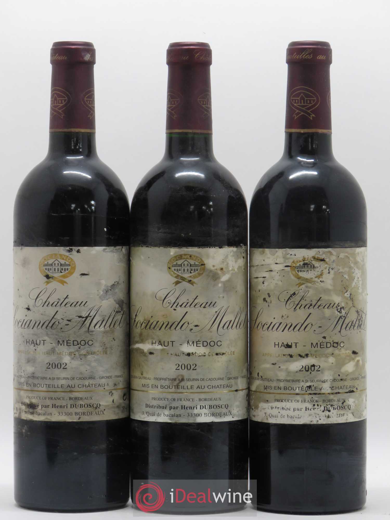 Château Sociando Mallet 2002 - Lot de 6 bouteilles - 1