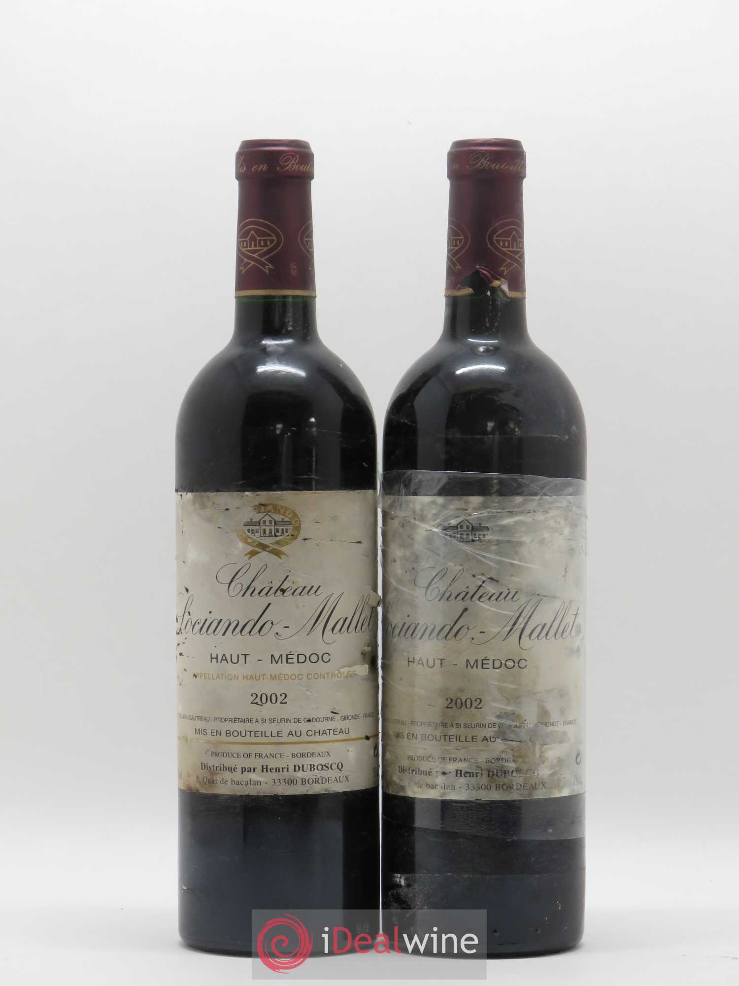 Château Sociando Mallet 2002 - Lot de 2 bouteilles - 0