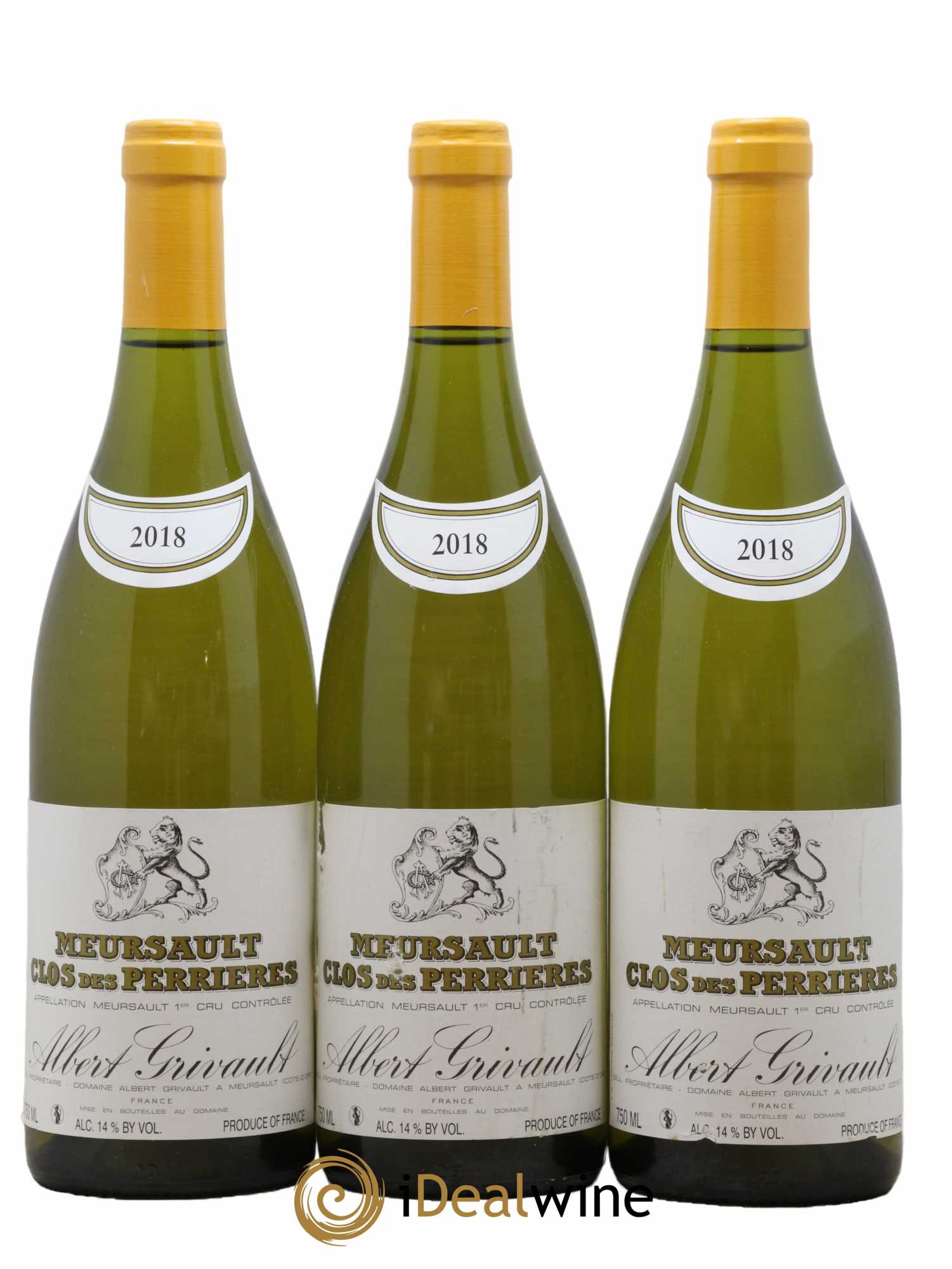 Meursault 1er Cru Clos des Perrières Monopole Albert Grivault 2018 - Lot de 3 bouteilles - 0